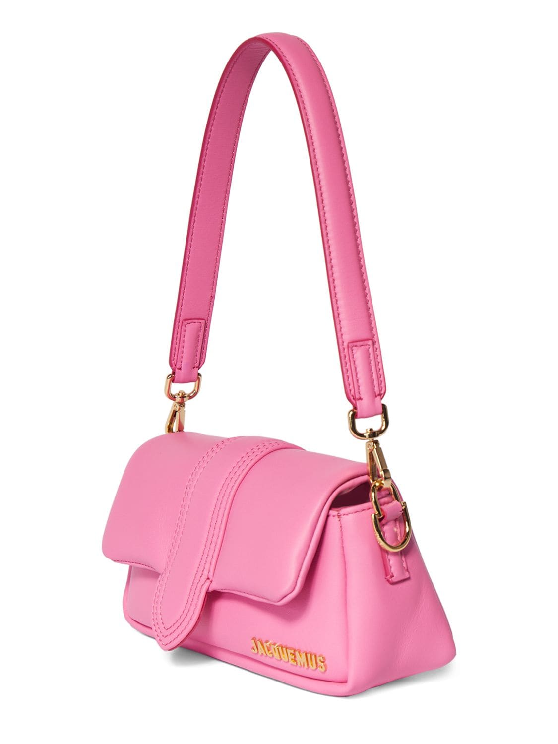 Shop Jacquemus Le Petit Bambimou Leather Shoulder Bag In Neon Pink