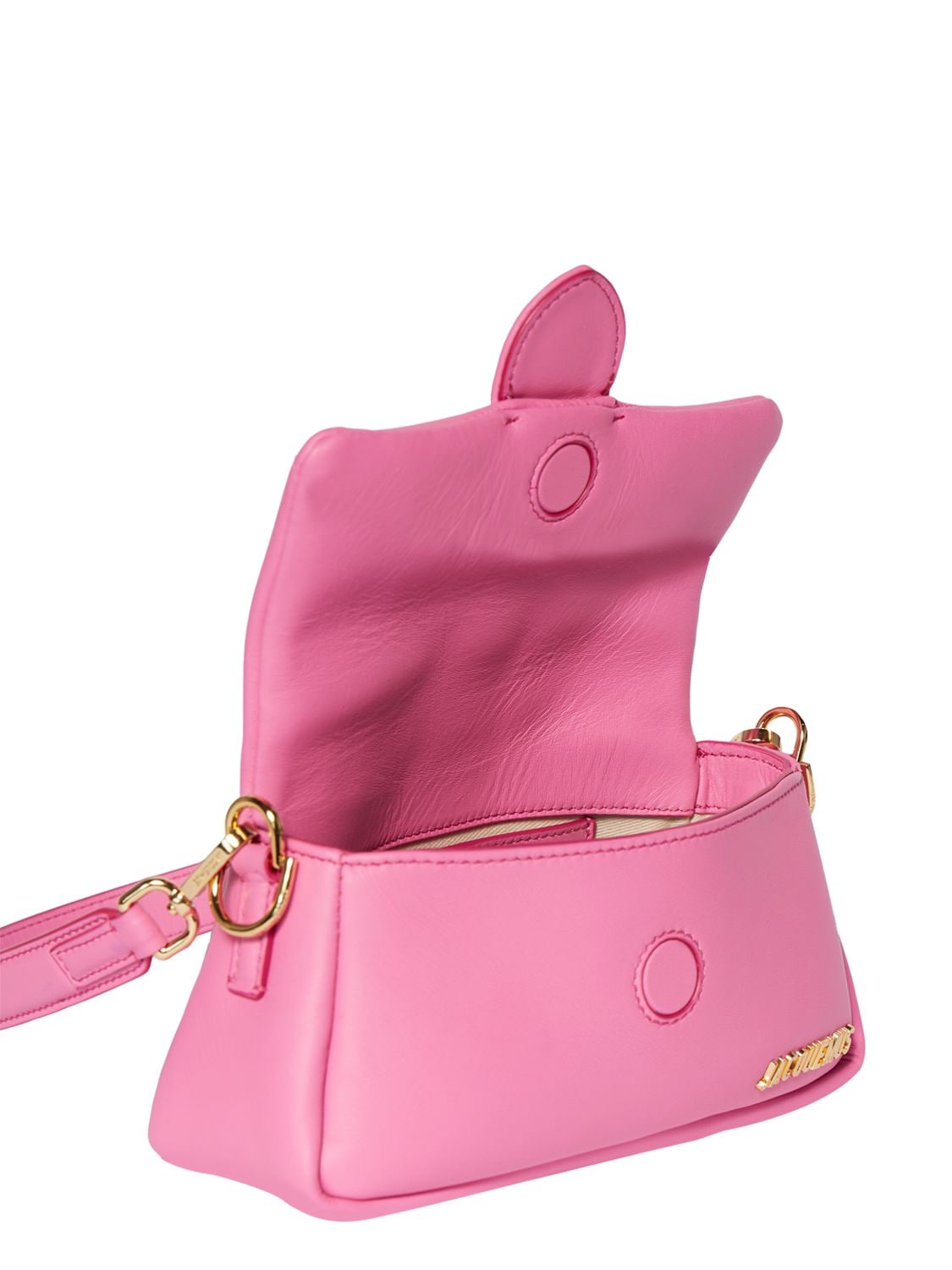 Shop Jacquemus Le Petit Bambimou Leather Shoulder Bag In Neon Pink