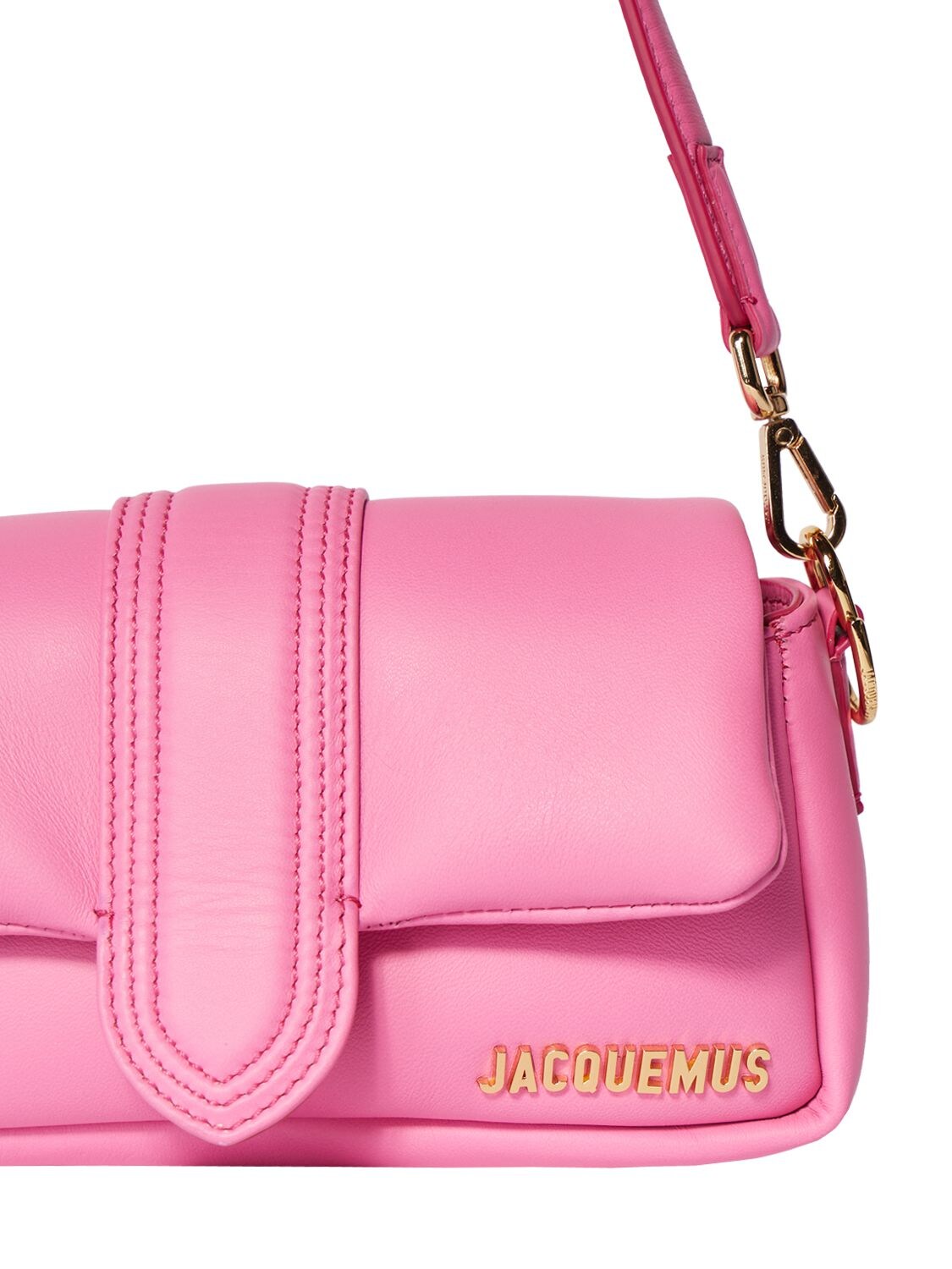 Shop Jacquemus Le Petit Bambimou Leather Shoulder Bag In Neon Pink