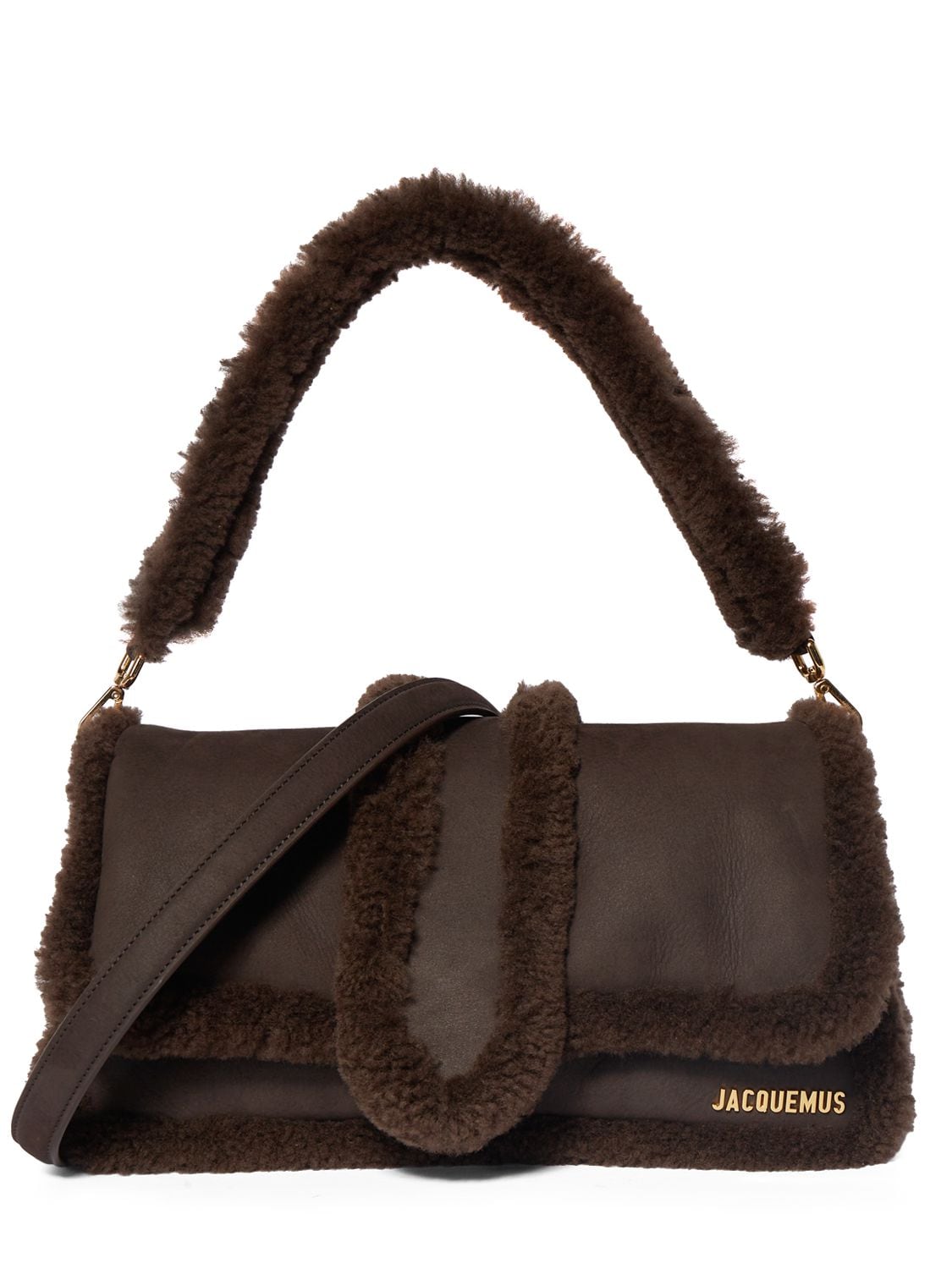 Shop Jacquemus Le Bambimou Doux Leather Shoulder Bag In Dark Brown
