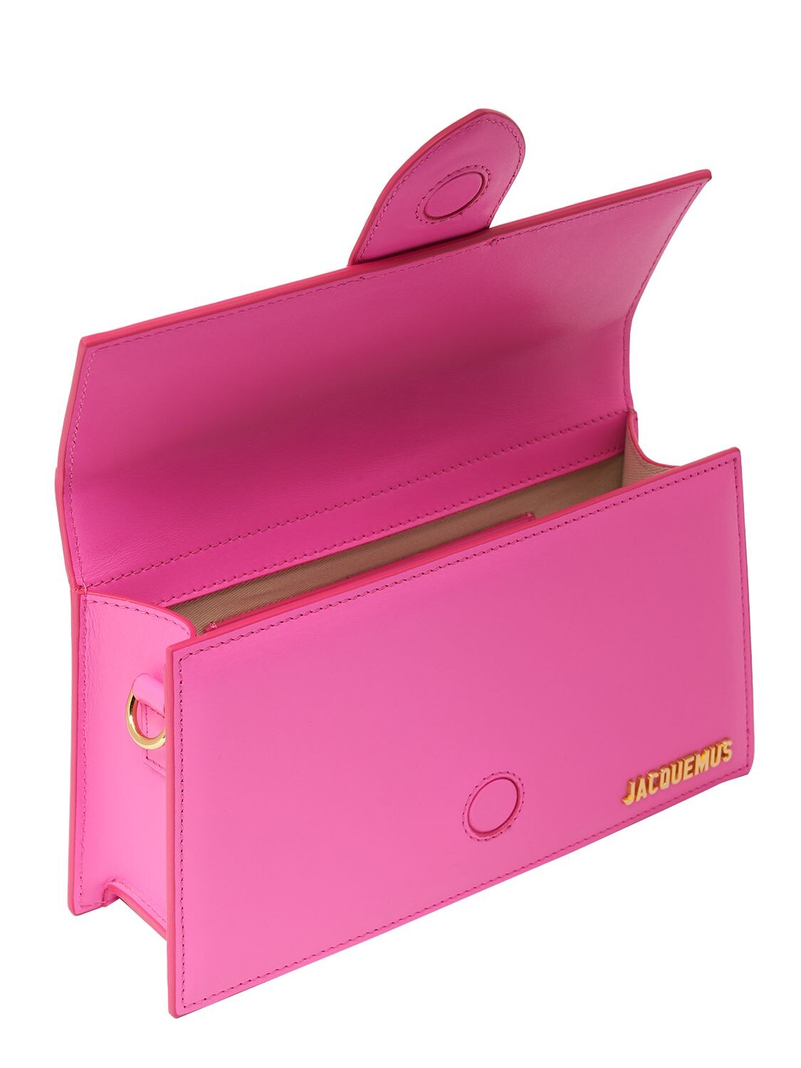 Shop Jacquemus Le Grand Bambino Smooth Leather Bag In Neon Pink