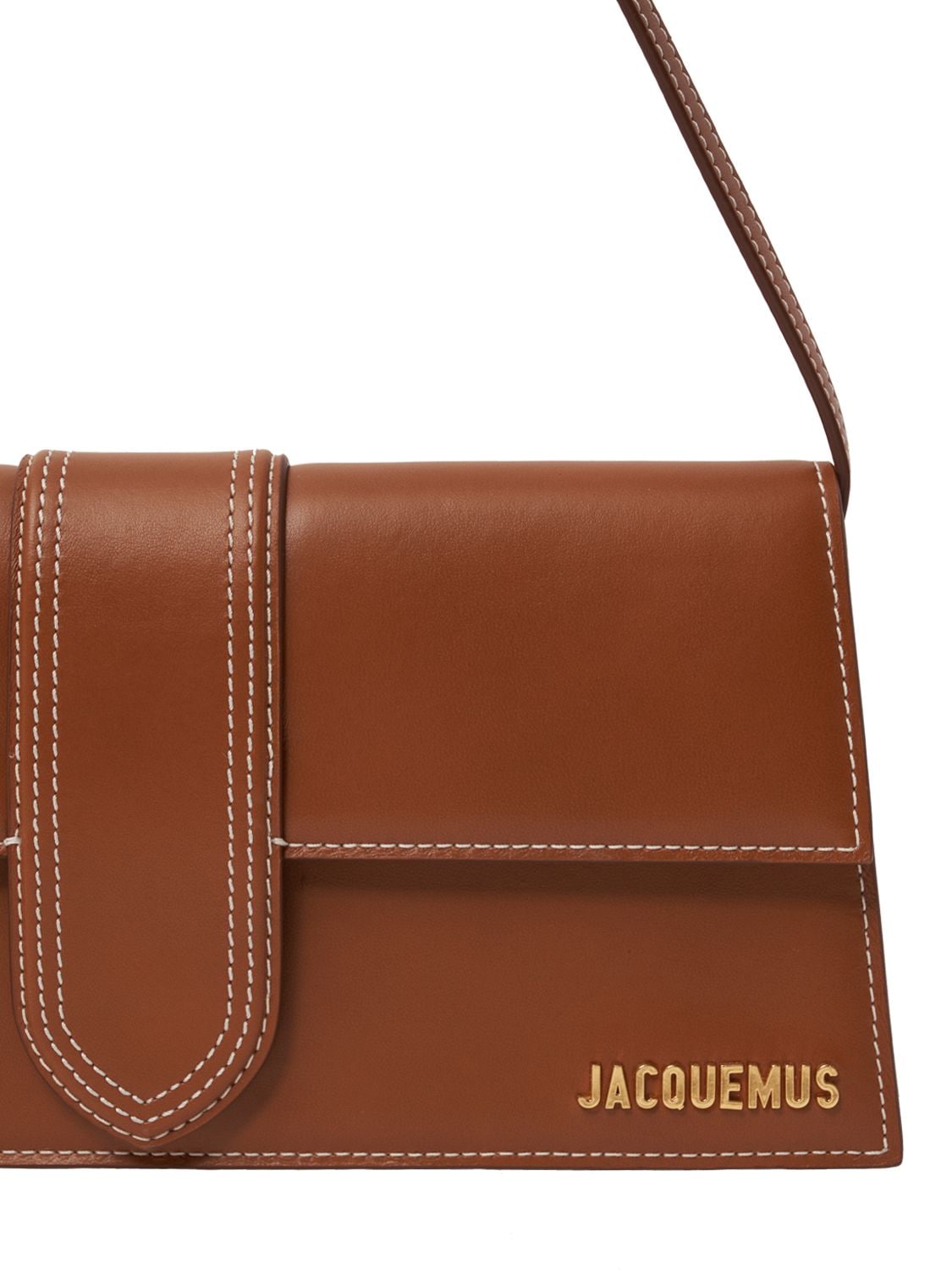 Shop Jacquemus Le Bambino Long Leather Shoulder Bag In Light Brown