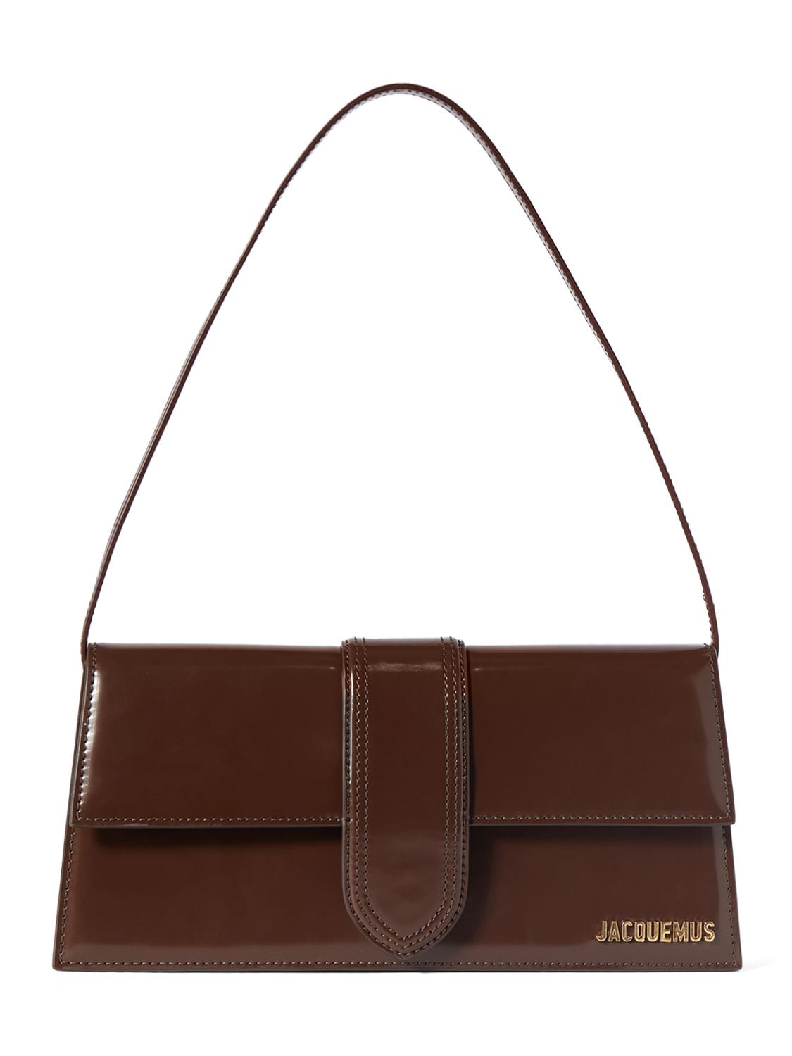 Jacquemus Le Bambino Long Leather Shoulder Bag In Midnight Brown