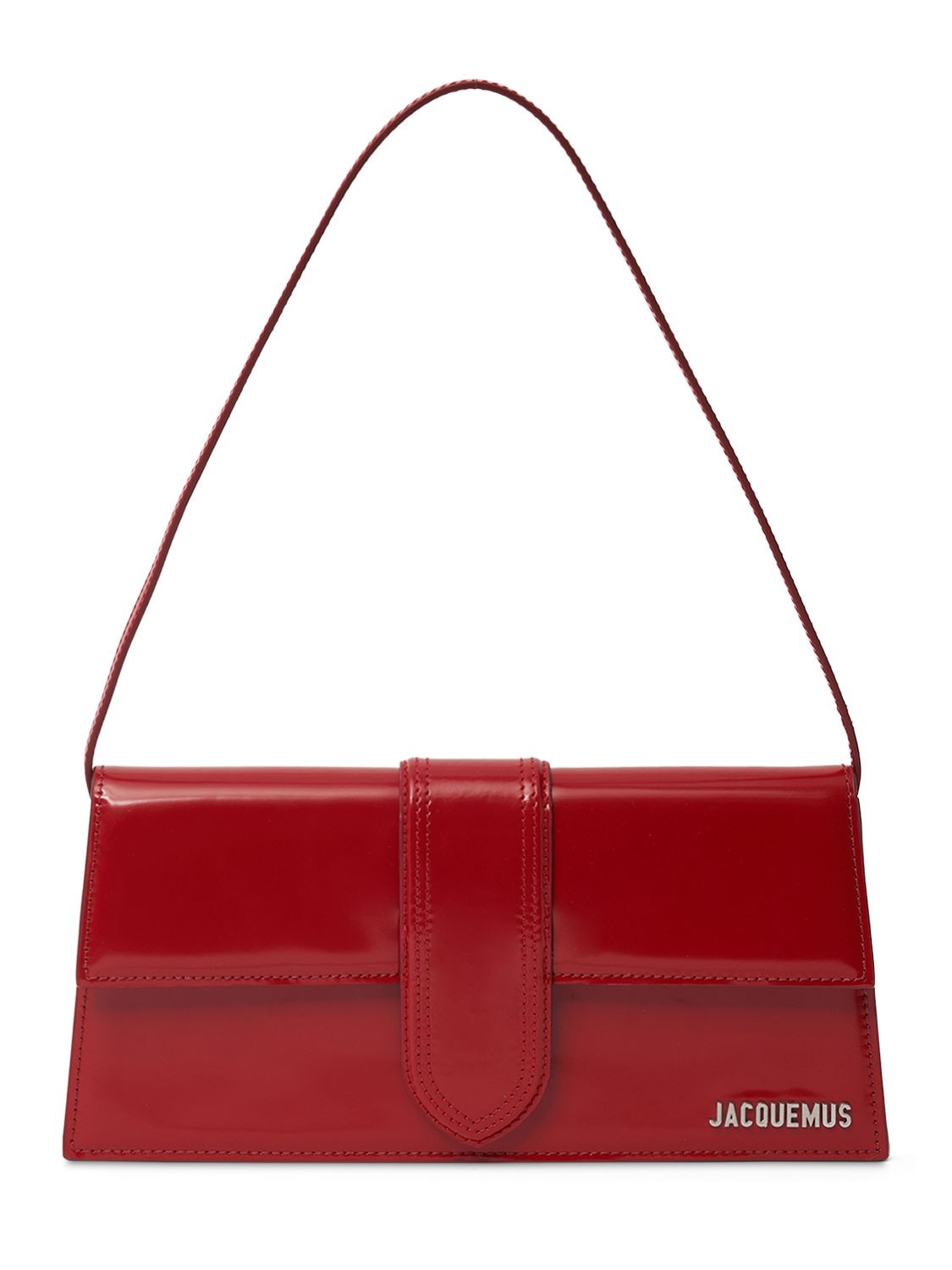 Jacquemus Le Bambino Long Patent Shoulder Bag In Red