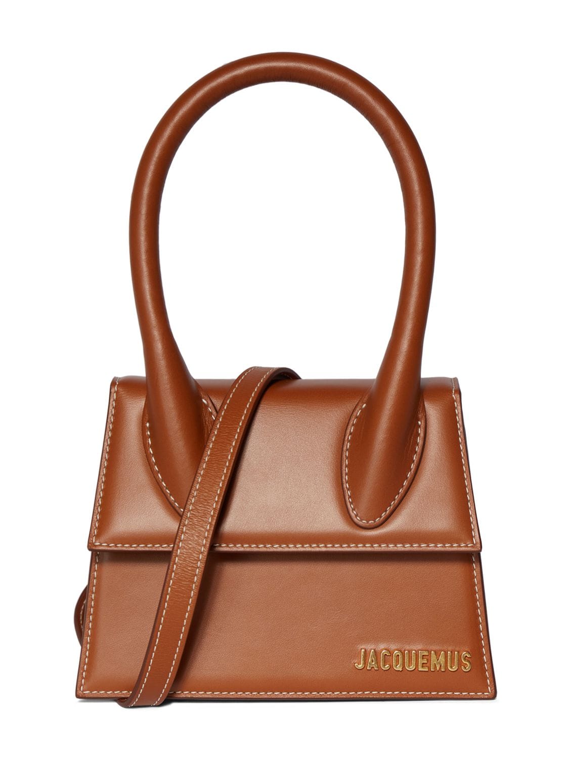 Jacquemus Le Chiquito Moyen Leather Top Handle Bag In Light Brown