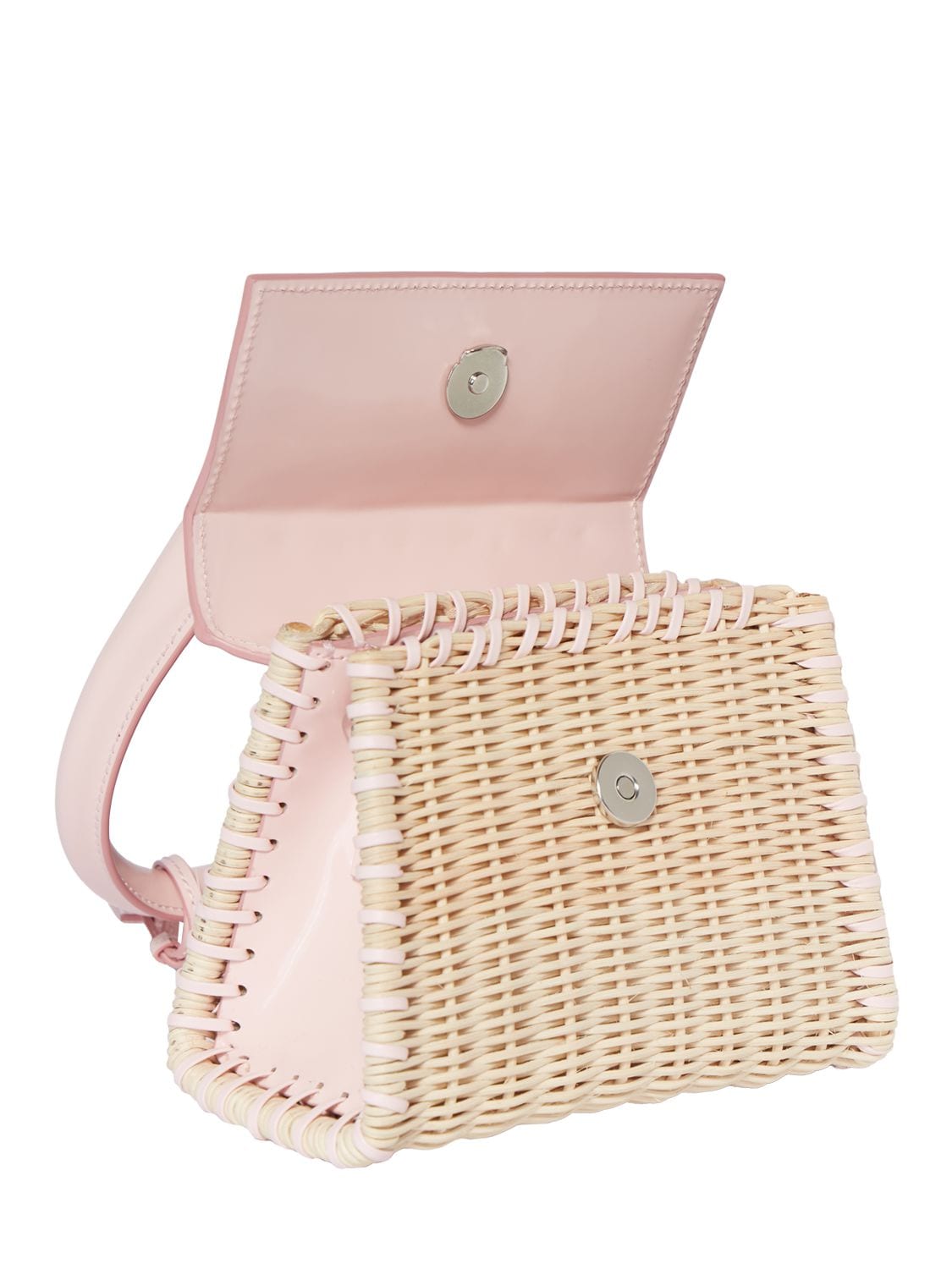 Shop Jacquemus Le Chiquito Moyen Osier Top Handle Bag In Light Pink