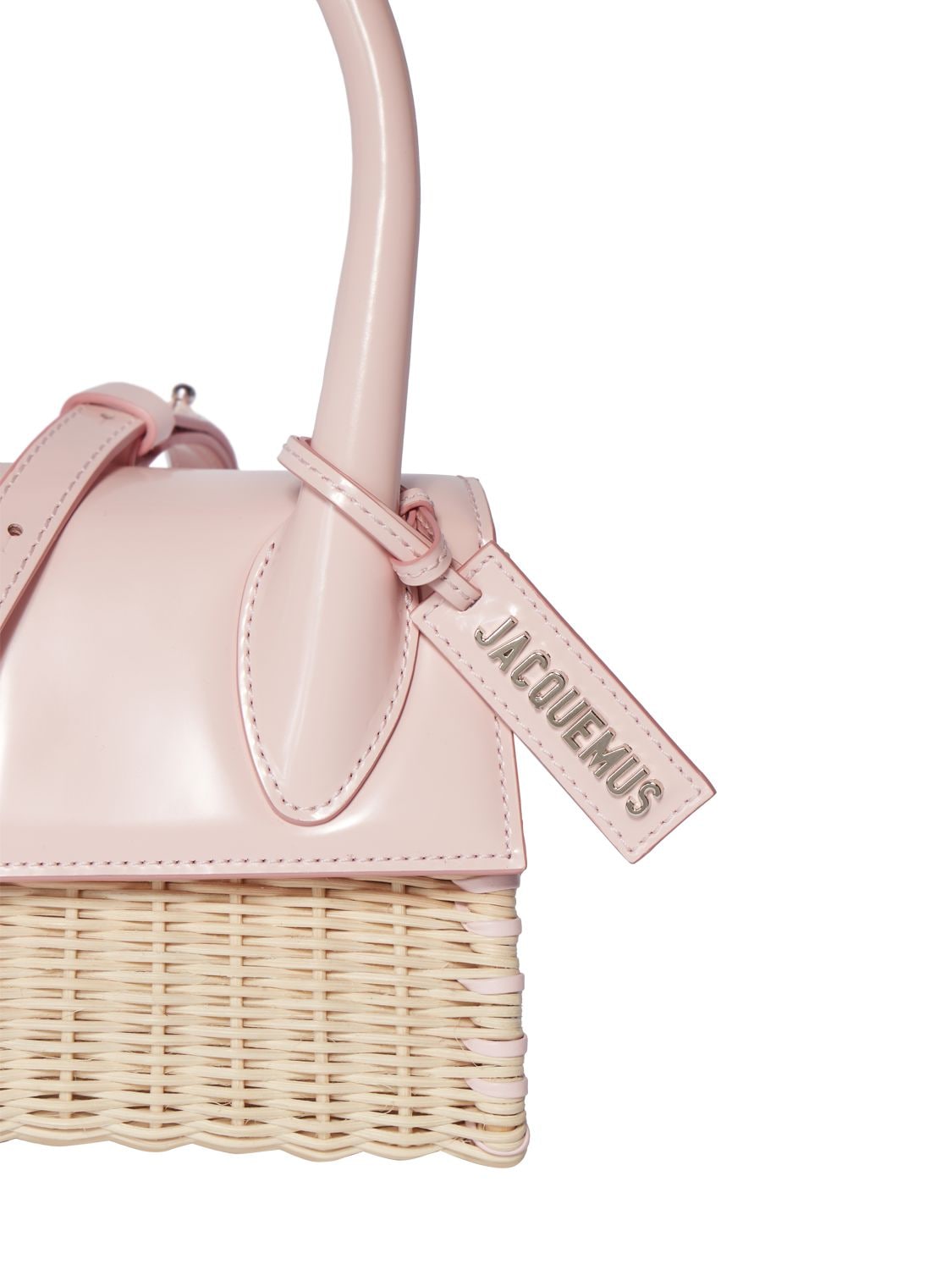 Shop Jacquemus Le Chiquito Moyen Osier Top Handle Bag In Light Pink