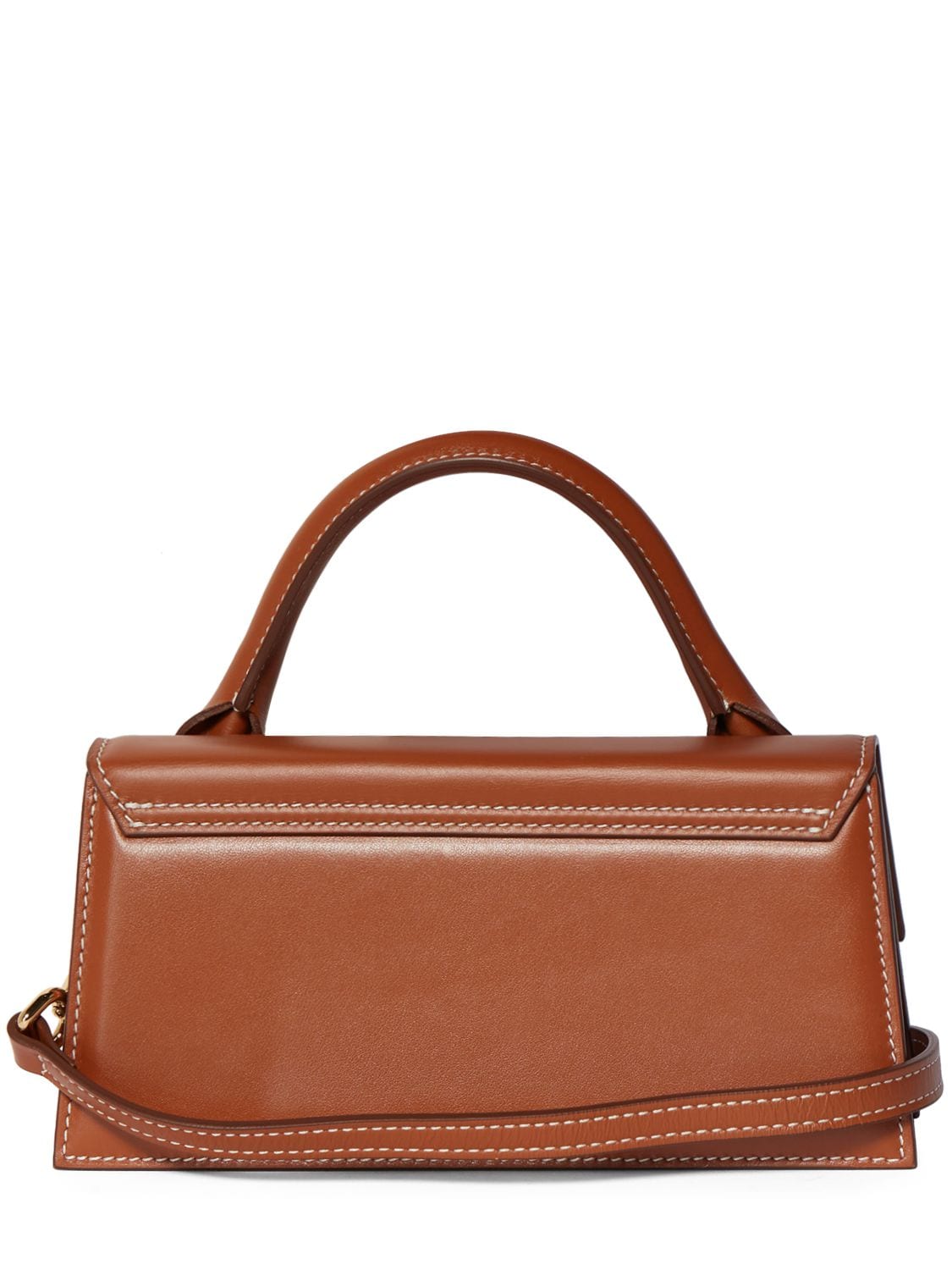 Shop Jacquemus Le Chiquito Long Leather Top Handle Bag In Light Brown