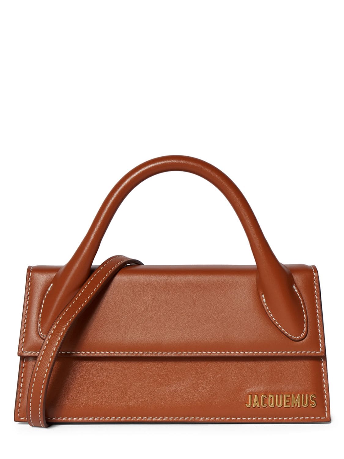 Jacquemus Le Chiquito Long Leather Top Handle Bag In Light Brown