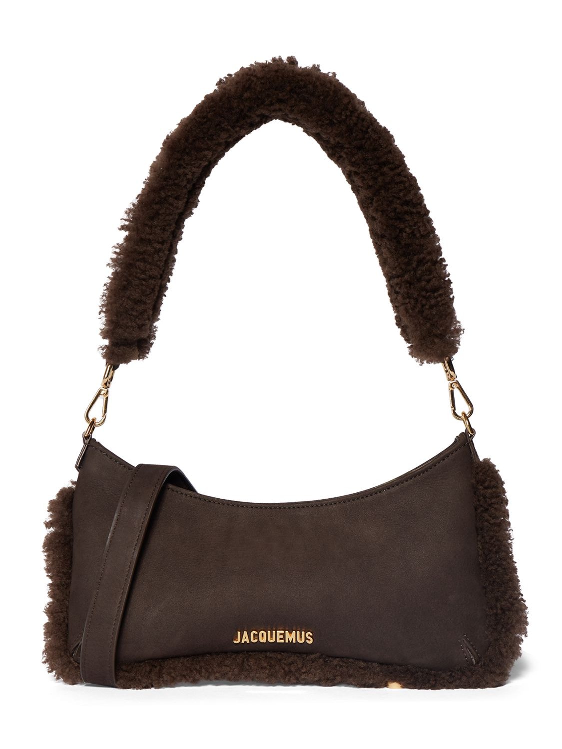Shop Jacquemus Le Bisou Doux Leather Shoulder Bag In Dark Brown