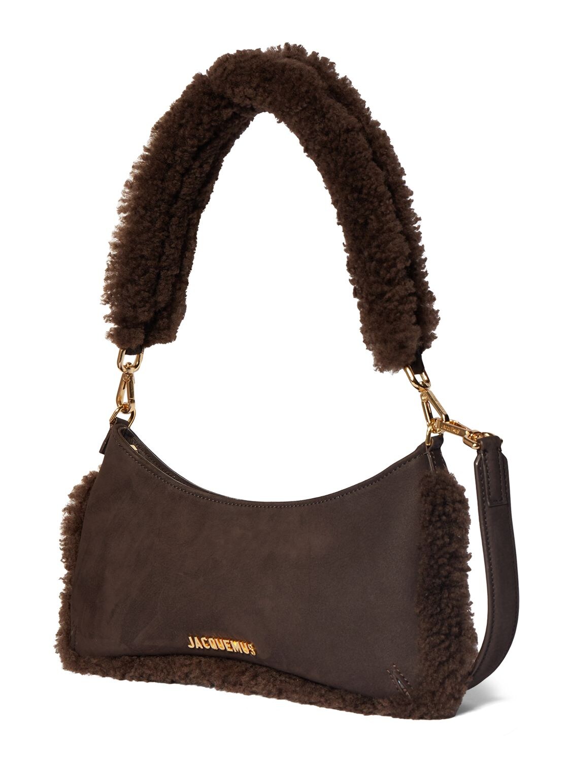 Shop Jacquemus Le Bisou Doux Leather Shoulder Bag In Dark Brown