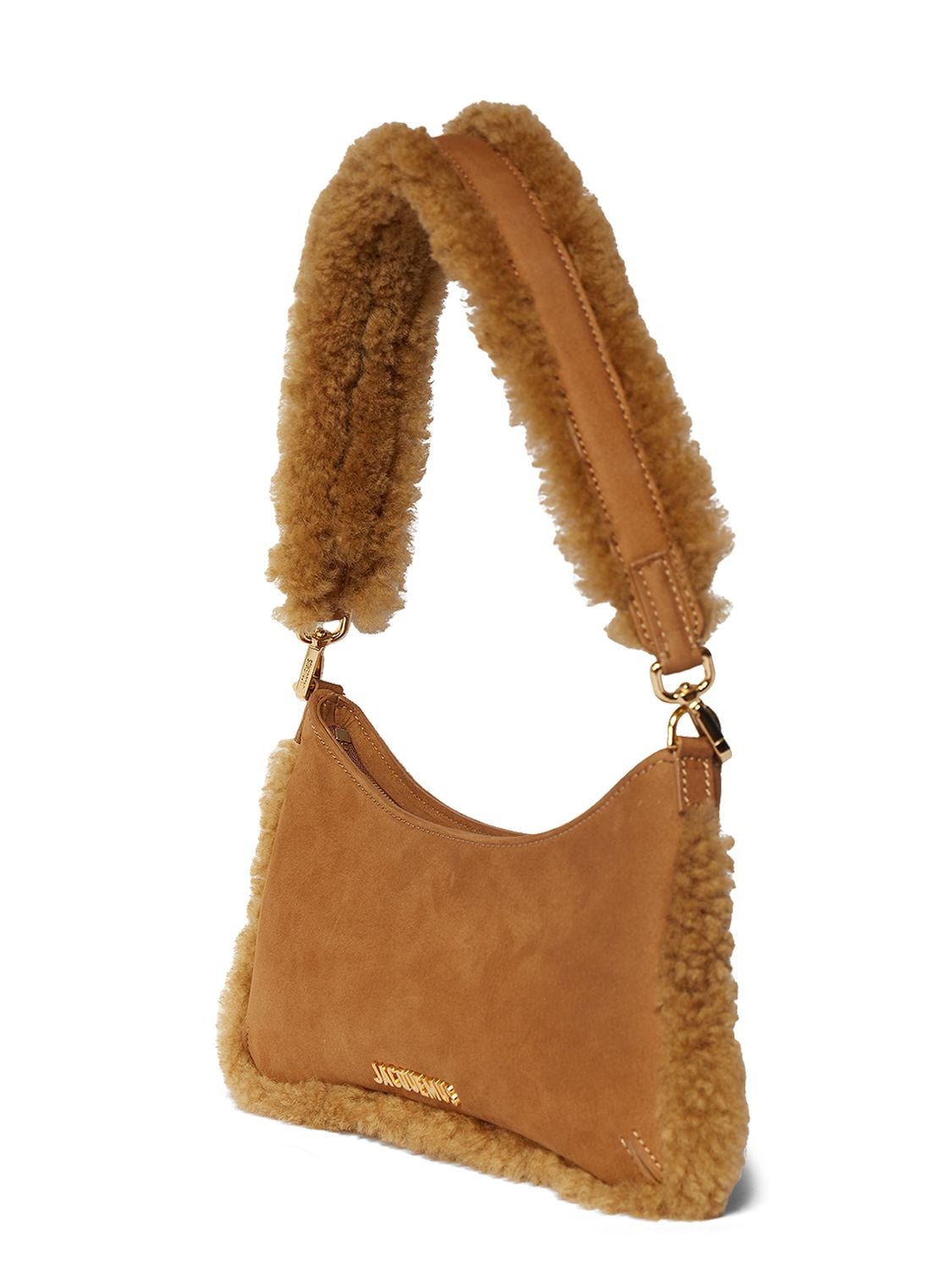 Shop Jacquemus Le Bisou Doux Leather Shoulder Bag In Camel