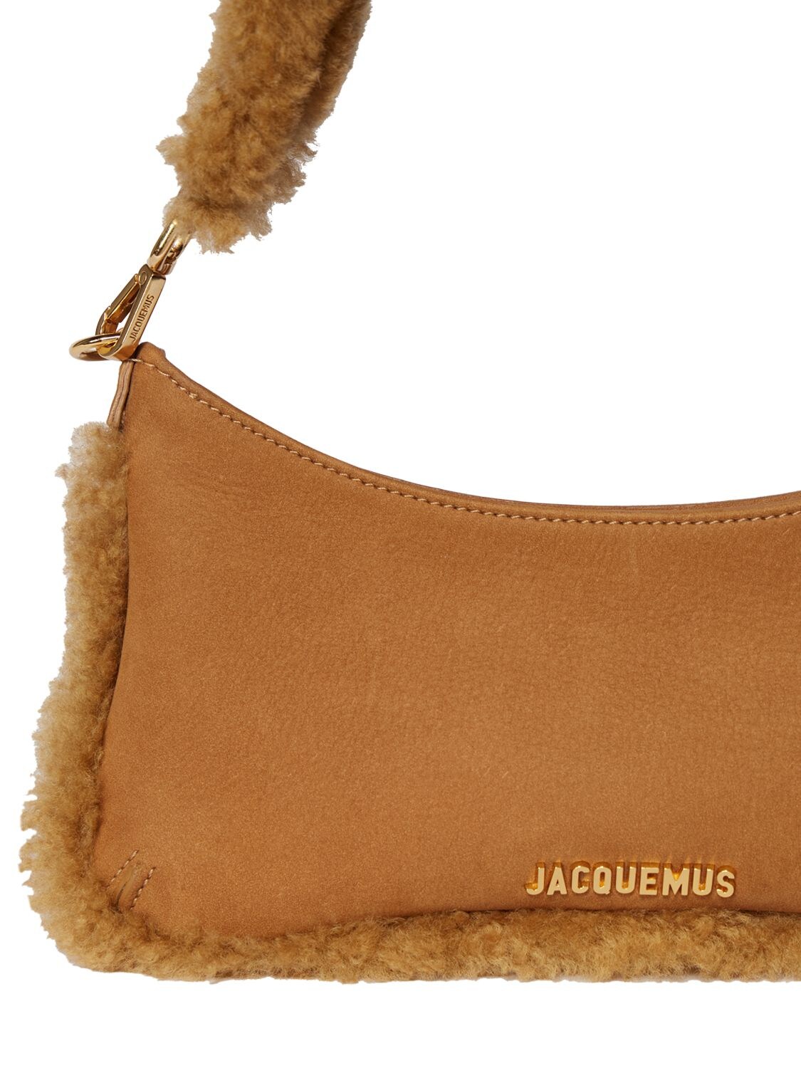 Shop Jacquemus Le Bisou Doux Leather Shoulder Bag In Camel