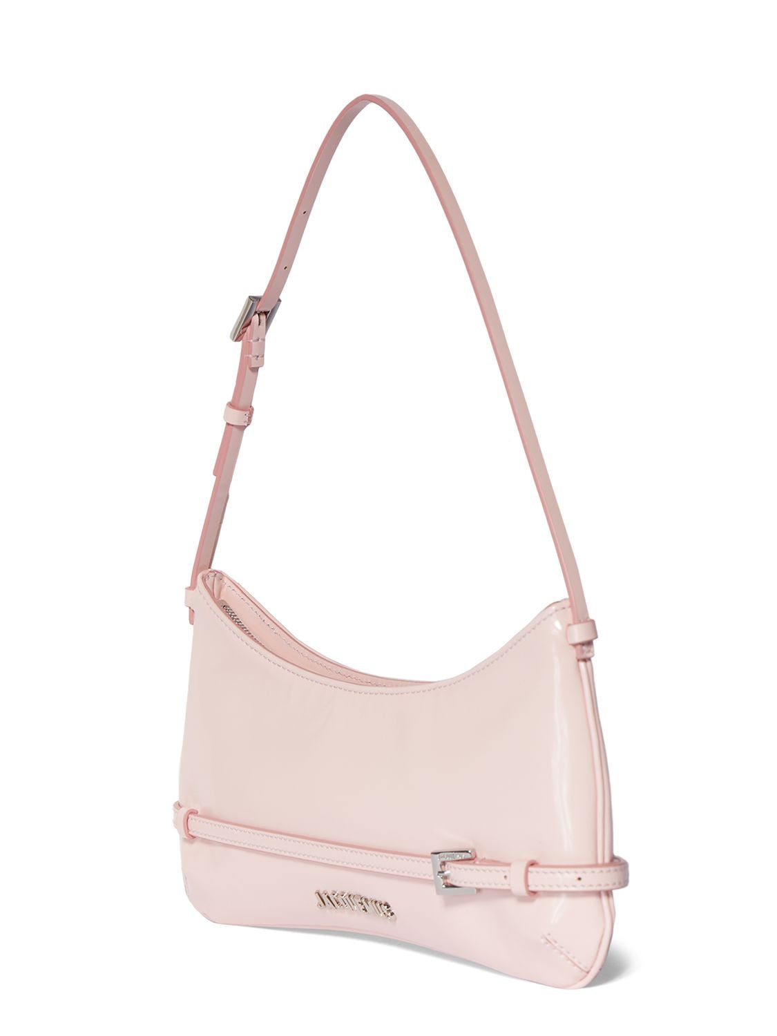 Shop Jacquemus Le Bisou Ceinture Leather Shoulder Bag In Light Pink