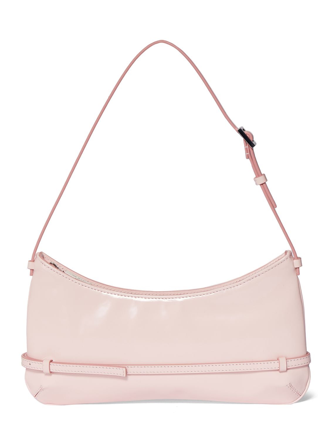 Shop Jacquemus Le Bisou Ceinture Leather Shoulder Bag In Light Pink