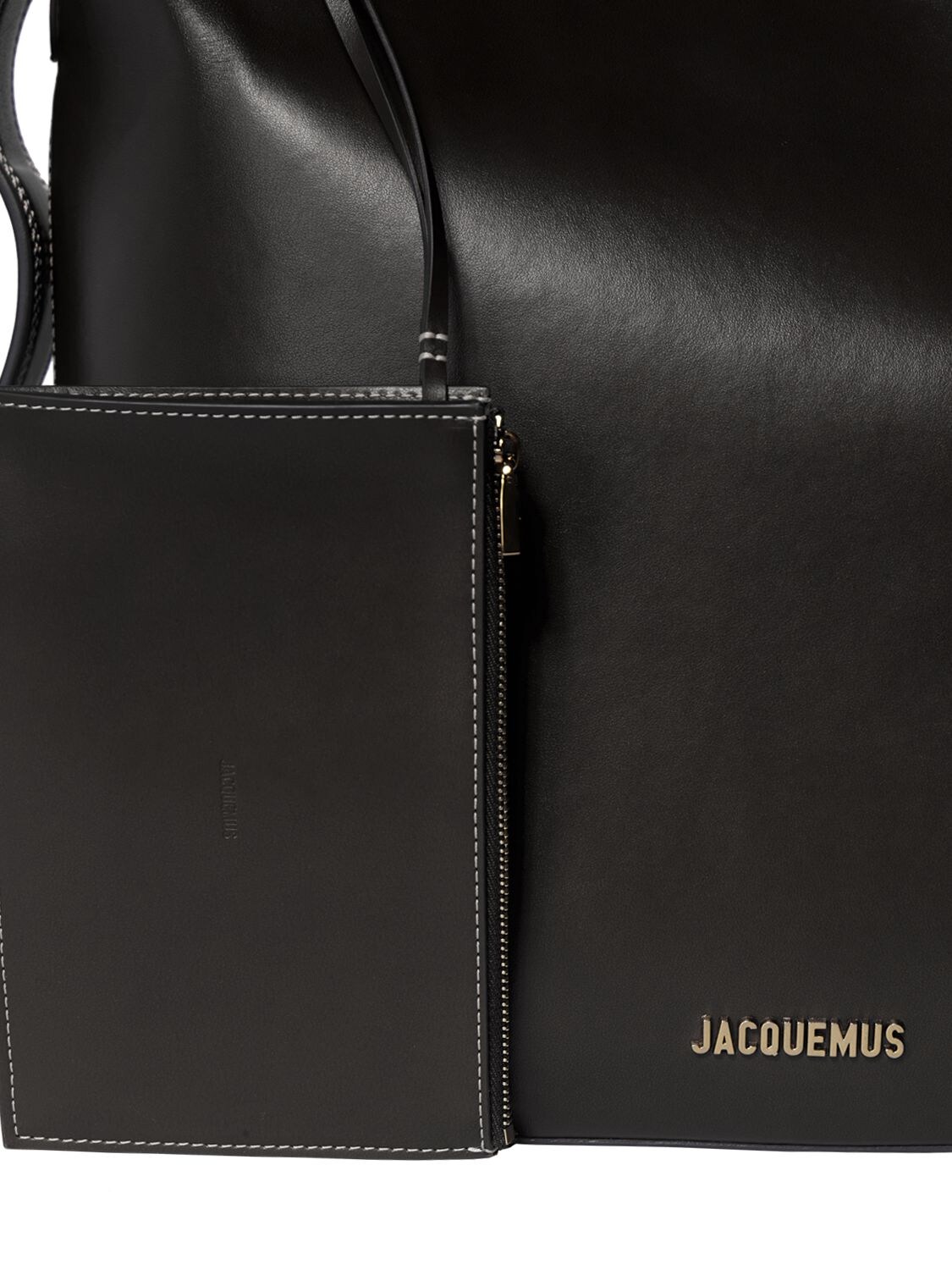 Shop Jacquemus Le Regalo Leather Tote Bag In Black