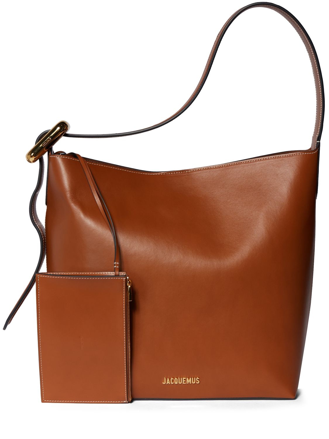 Shop Jacquemus Le Regalo Leather Tote Bag In Light Brown