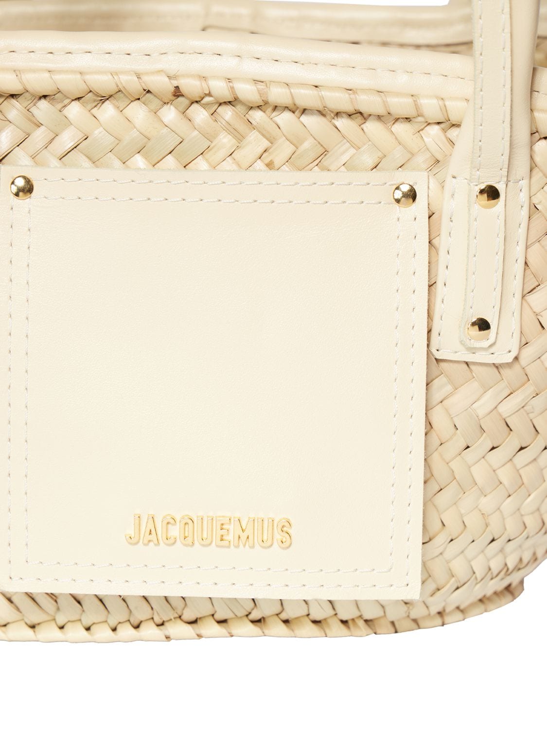 Shop Jacquemus Le Petit Panier Soli Raffia Leather Bag In Ivory