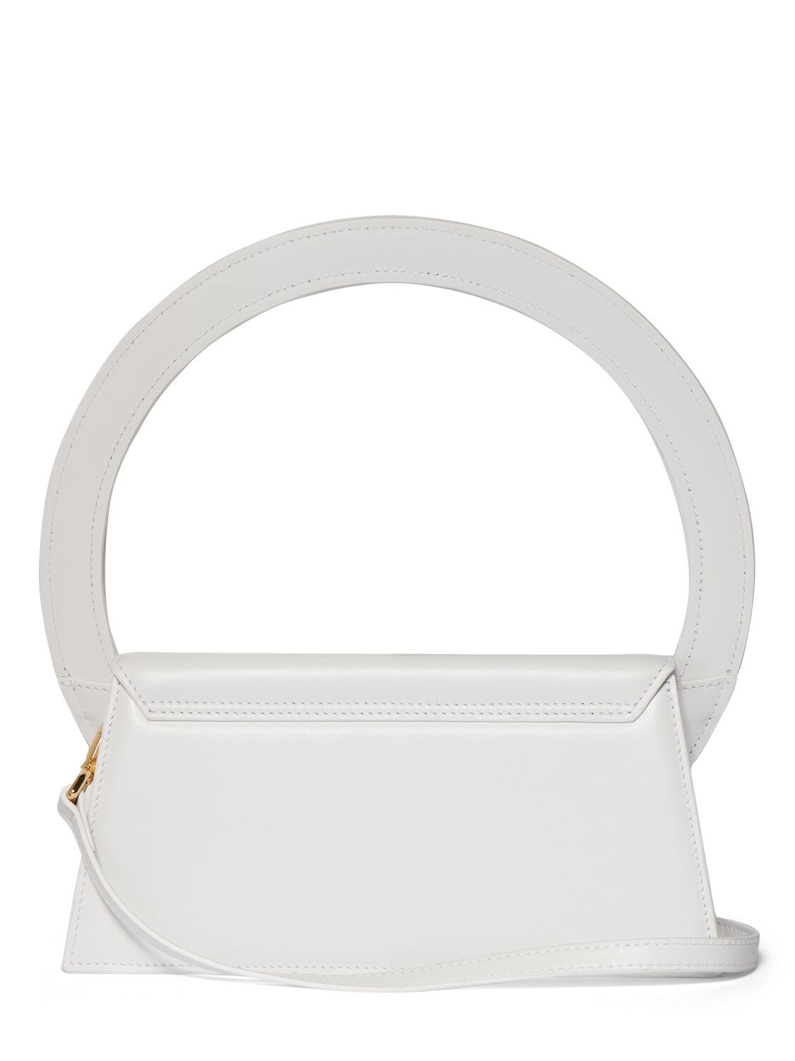 Shop Jacquemus Le Sac Rond Leather Top Handle Bag In White