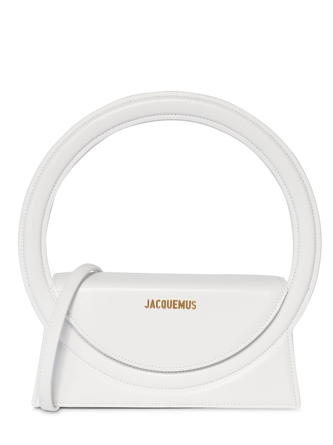 Jacquemus Le Sac Rond Leather Top Handle Bag In White