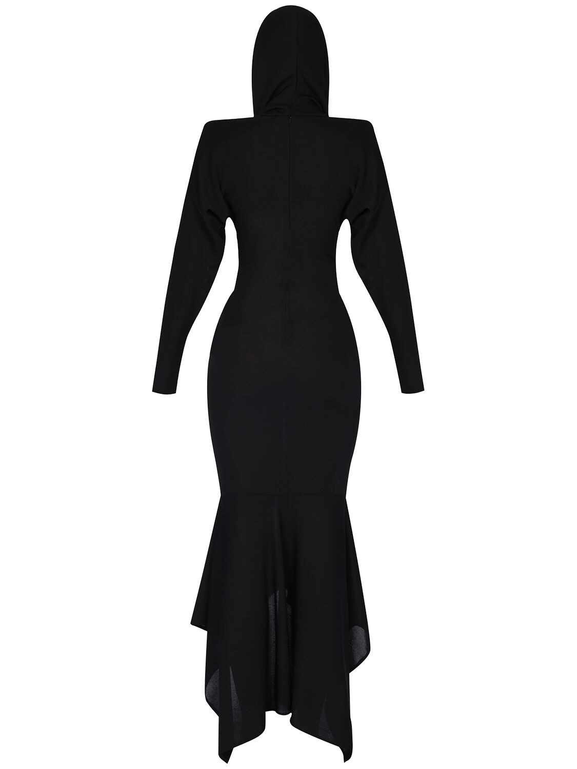 Shop Alexandre Vauthier Hooded Long Sleeve Jersey Midi Dress In Black