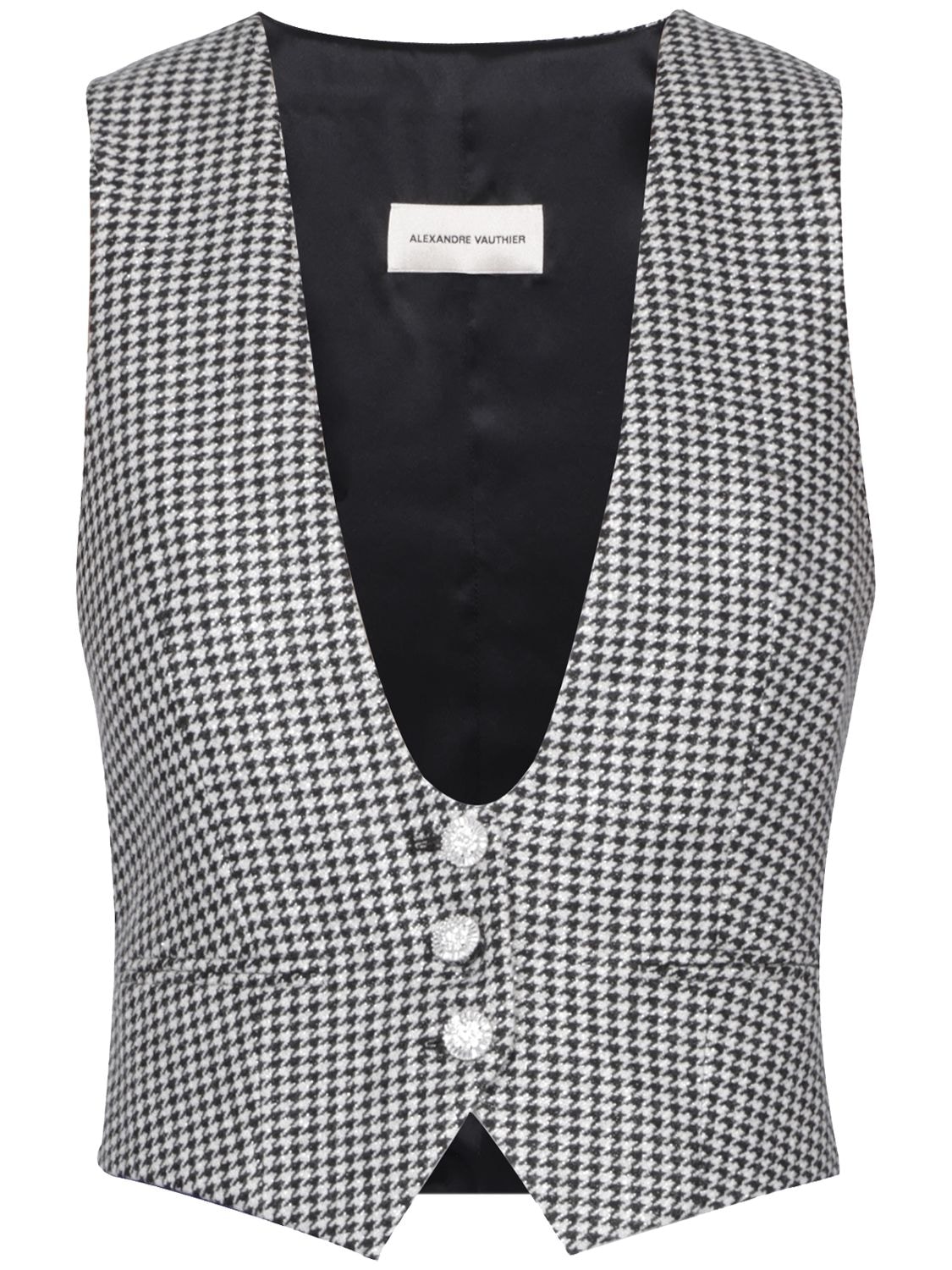 Houndstooth Wool Blend Vest – WOMEN > CLOTHING > JACKETS