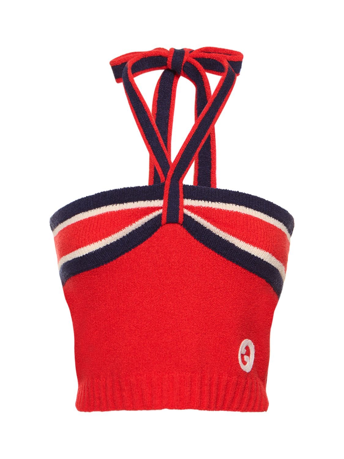 GUCCI KNIT COTTON BLEND HALTER TOP