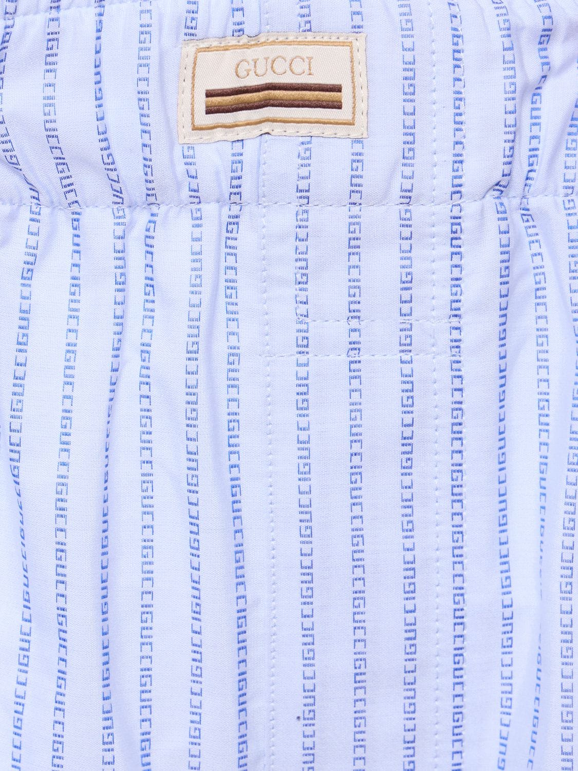 Shop Gucci Striped Cotton Boxer Shorts In Light Blue