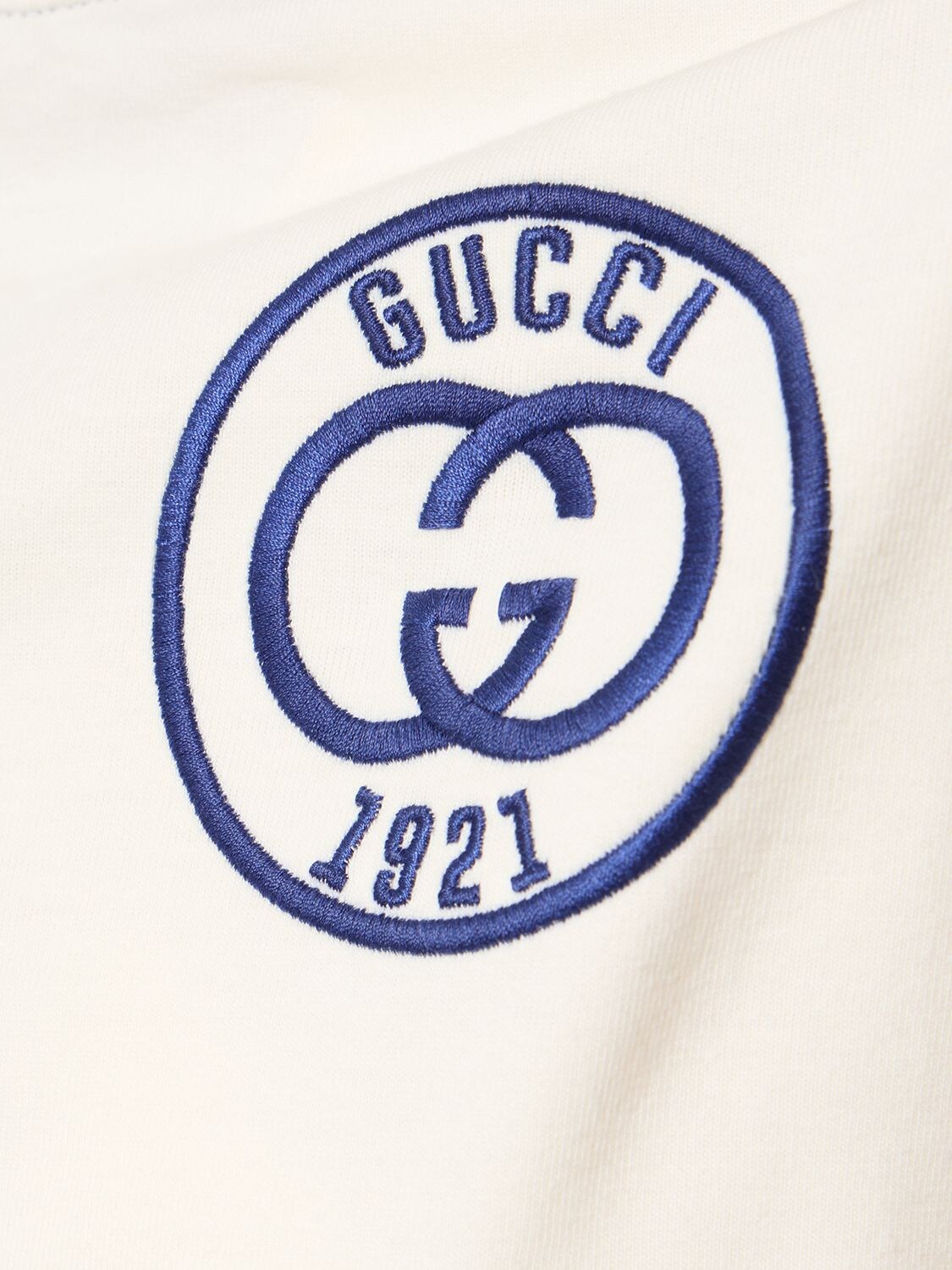Shop Gucci Cotton Jersey T-shirt W/ Embroidery In Off White