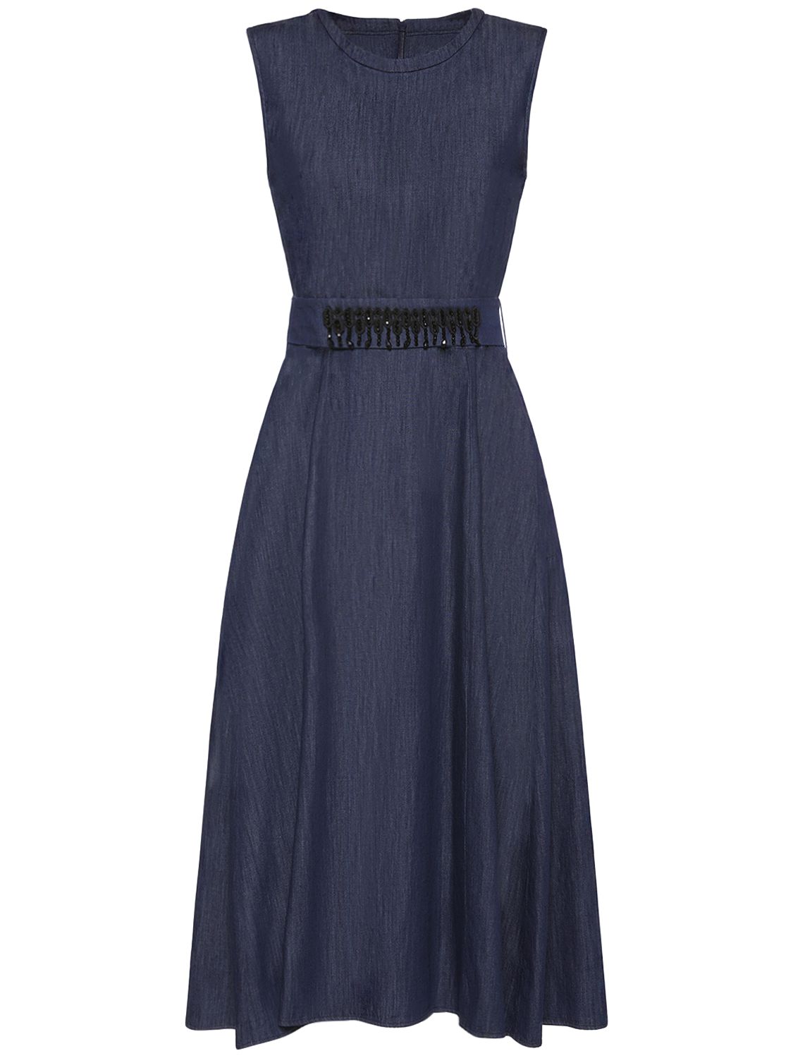 s max mara denim dress Max Mara | Woman - Cotton denim dress with belt - Ultramarine