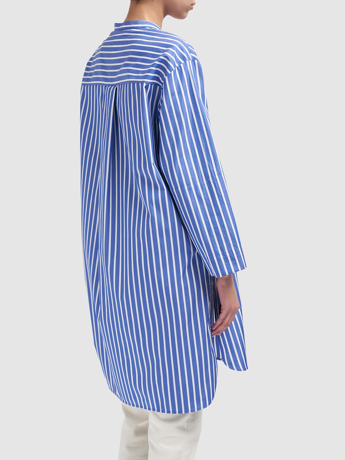 Shop 's Max Mara Rovigo Cotton Poplin Striped Long Shirt In Blue,white