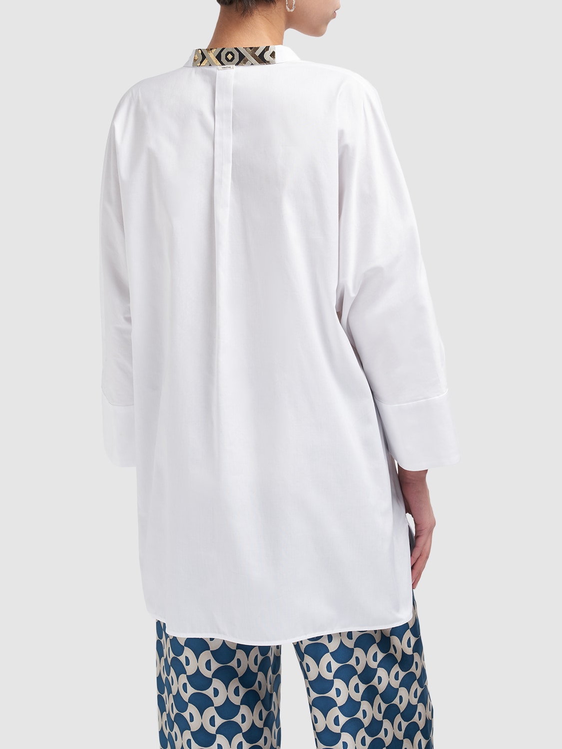 Cleofe Oxford Cotton Kimono Shirt In White