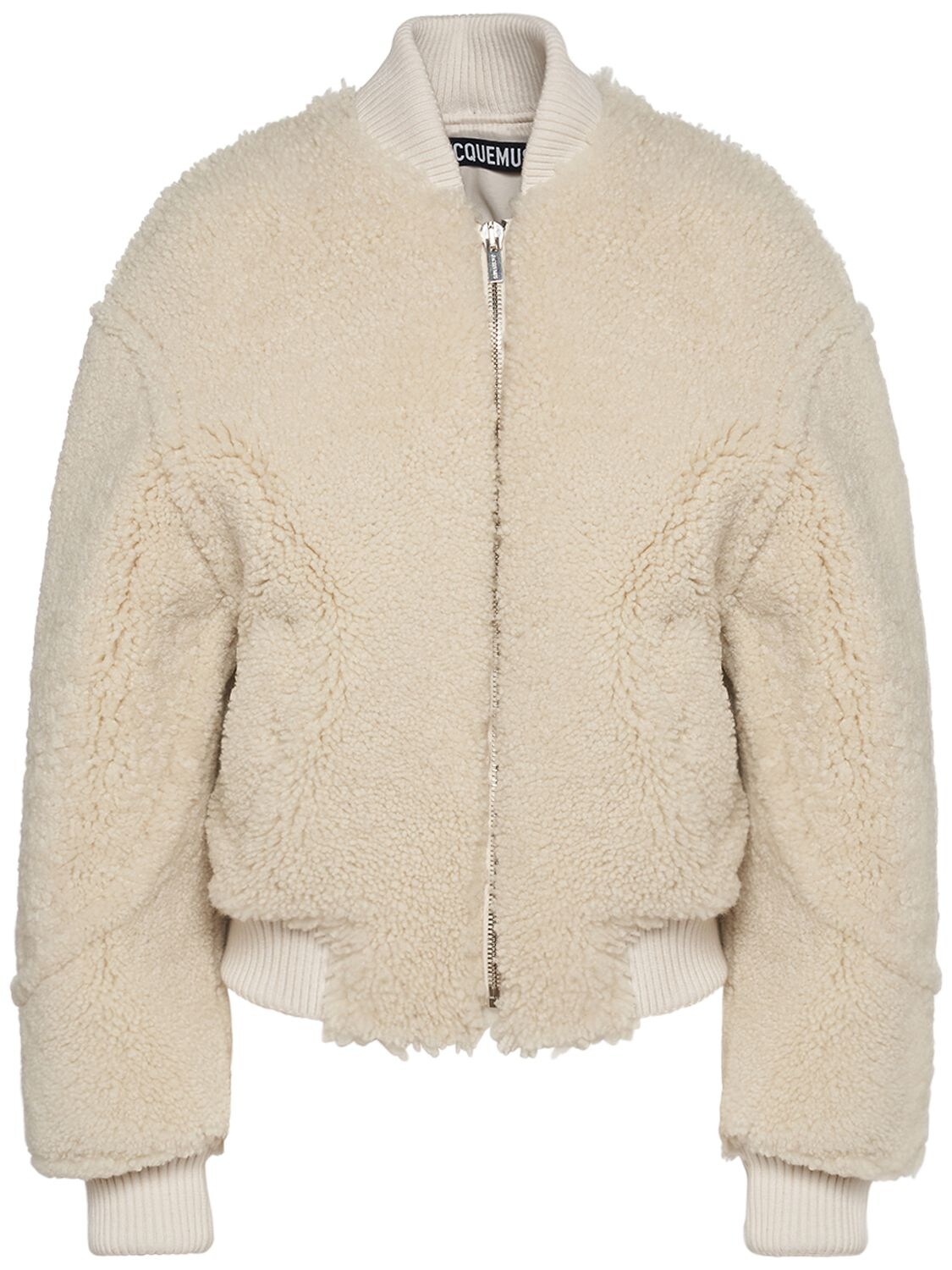Shop Jacquemus Le Blouson Pilou Lamb Fur Jacket In White