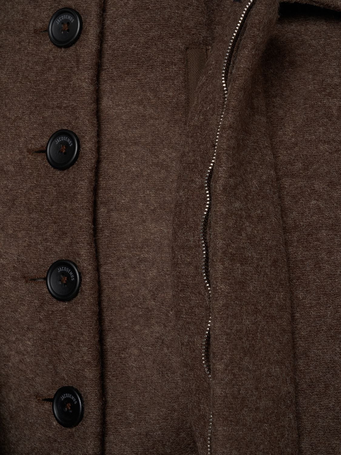 Shop Jacquemus Le Manteau Feltro Raglan Crop Jacket In Dark Brown