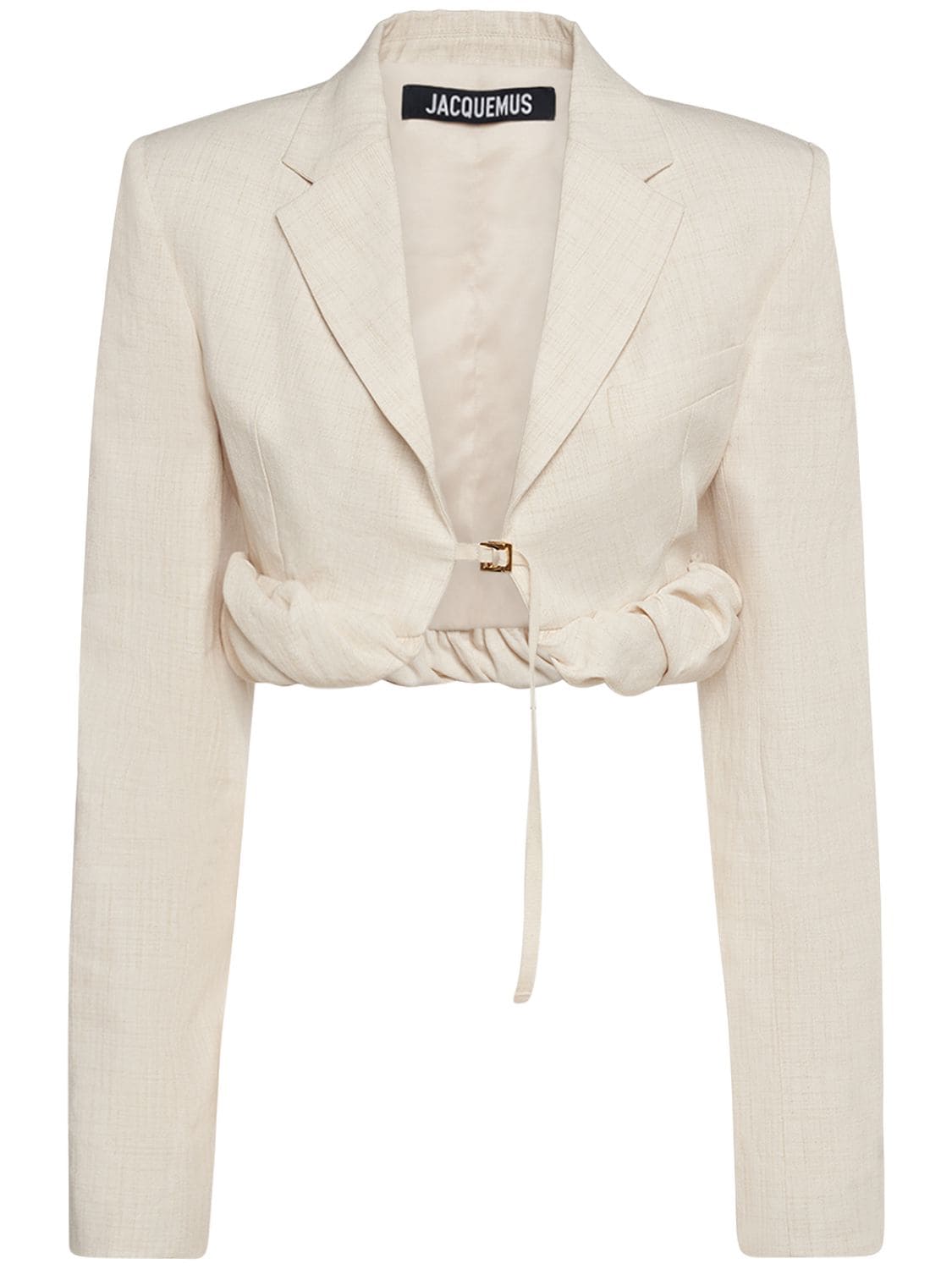 Shop Jacquemus La Veste Croissant Linen Blend Jacket In Off-white