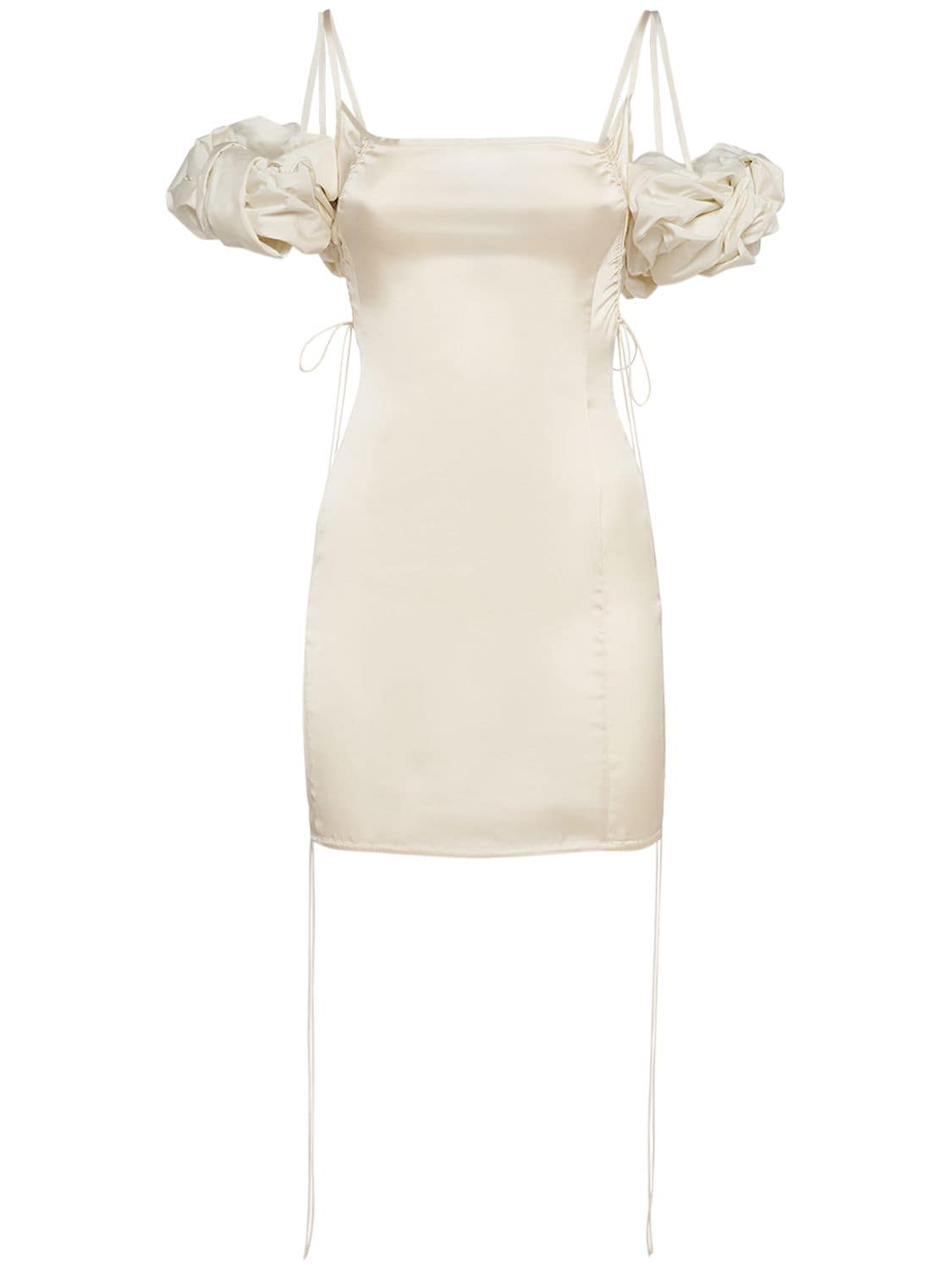 Shop Jacquemus La Mini Robe Chouchou Satin Mini Dress In White