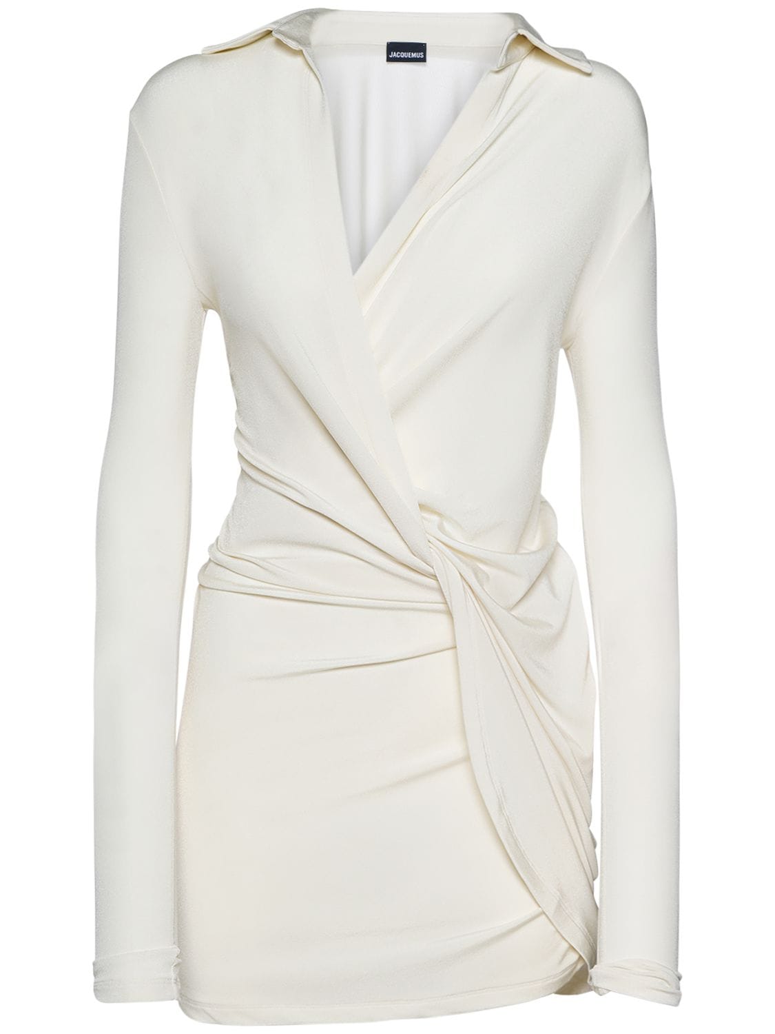Shop Jacquemus La Robe Bahia Viscose Jersey Mini Dress In White