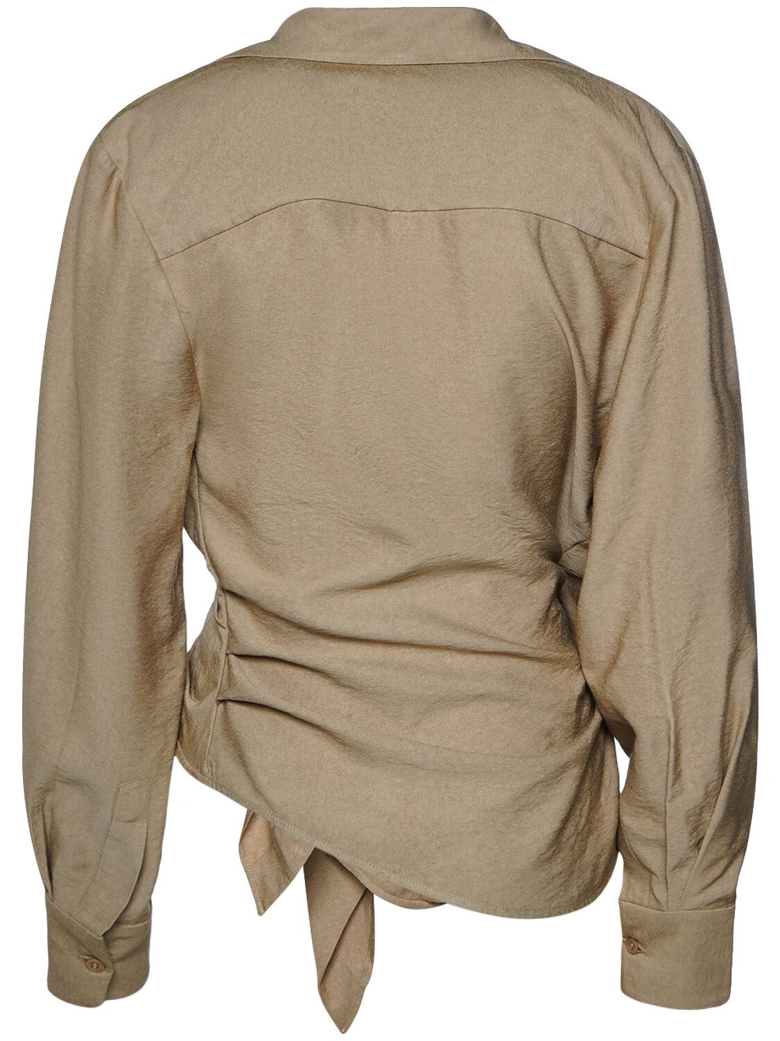 Shop Jacquemus La Chemise Bahia Knotted Jersey Shirt In Beige