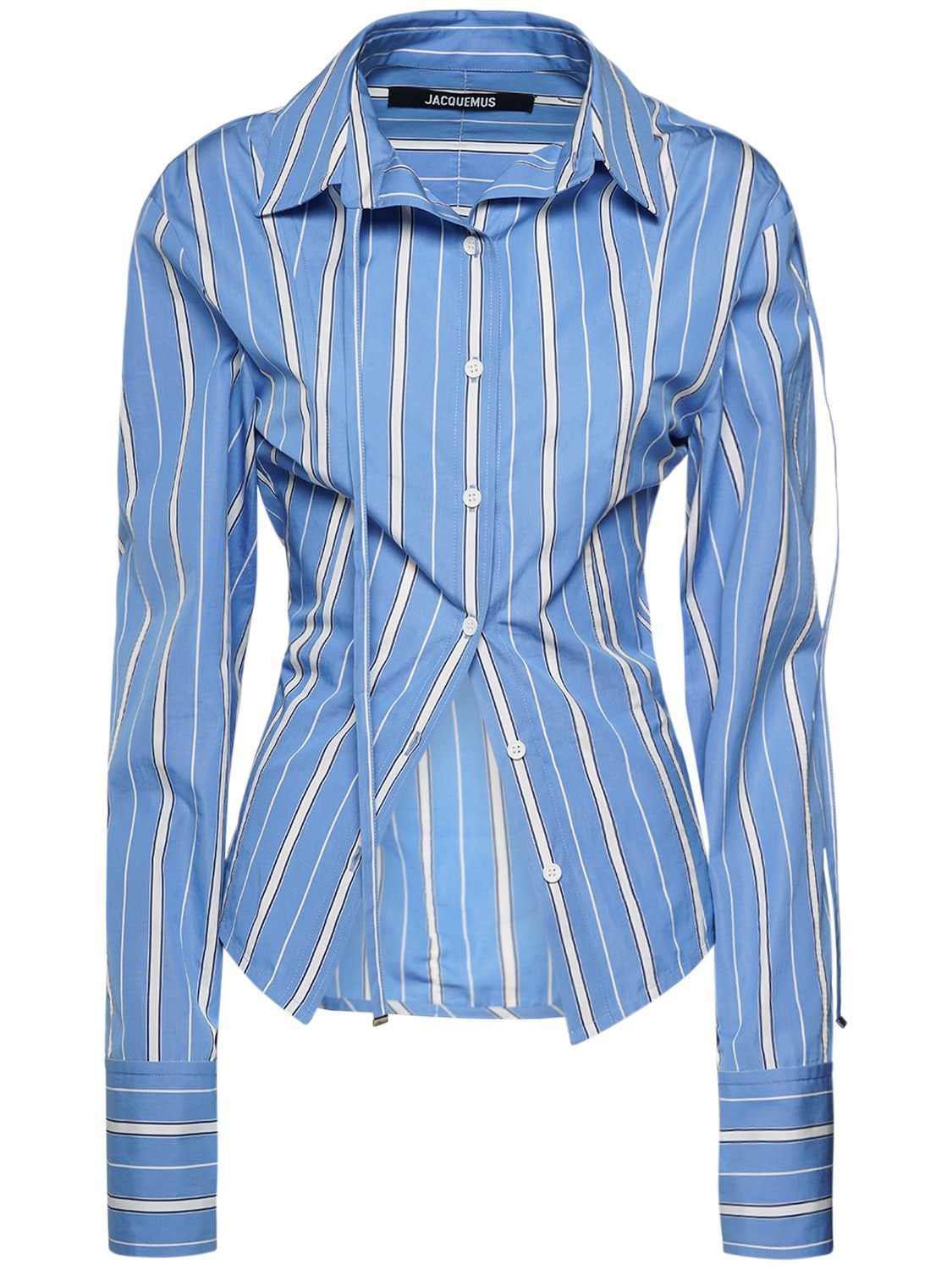 Shop Jacquemus La Chemise Ruban Striped Cotton Shirt In Blue,white