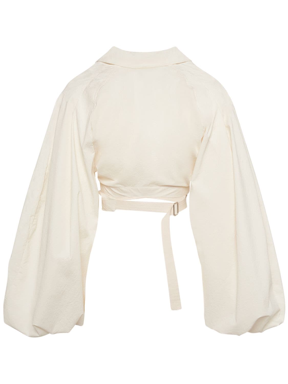 Shop Jacquemus Le Haut Bahia Boule Poplin Crop Shirt In White