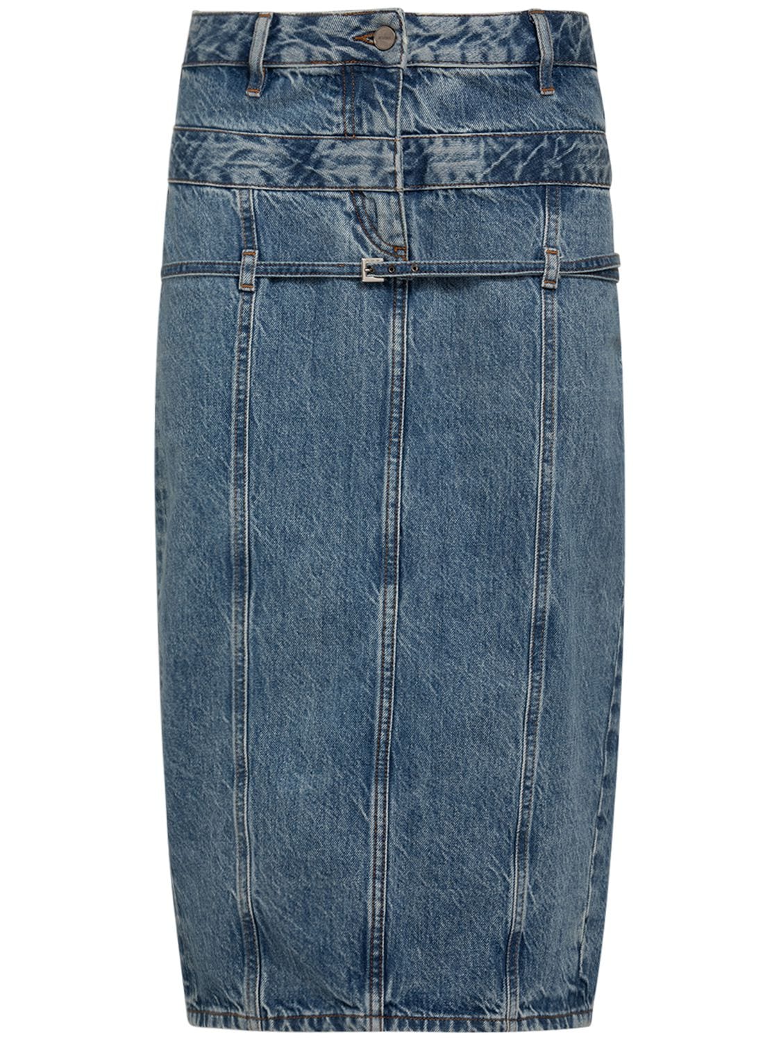 Shop Jacquemus La Jupe De Nimes Criollo Denim Skirt In Light Blue,taba