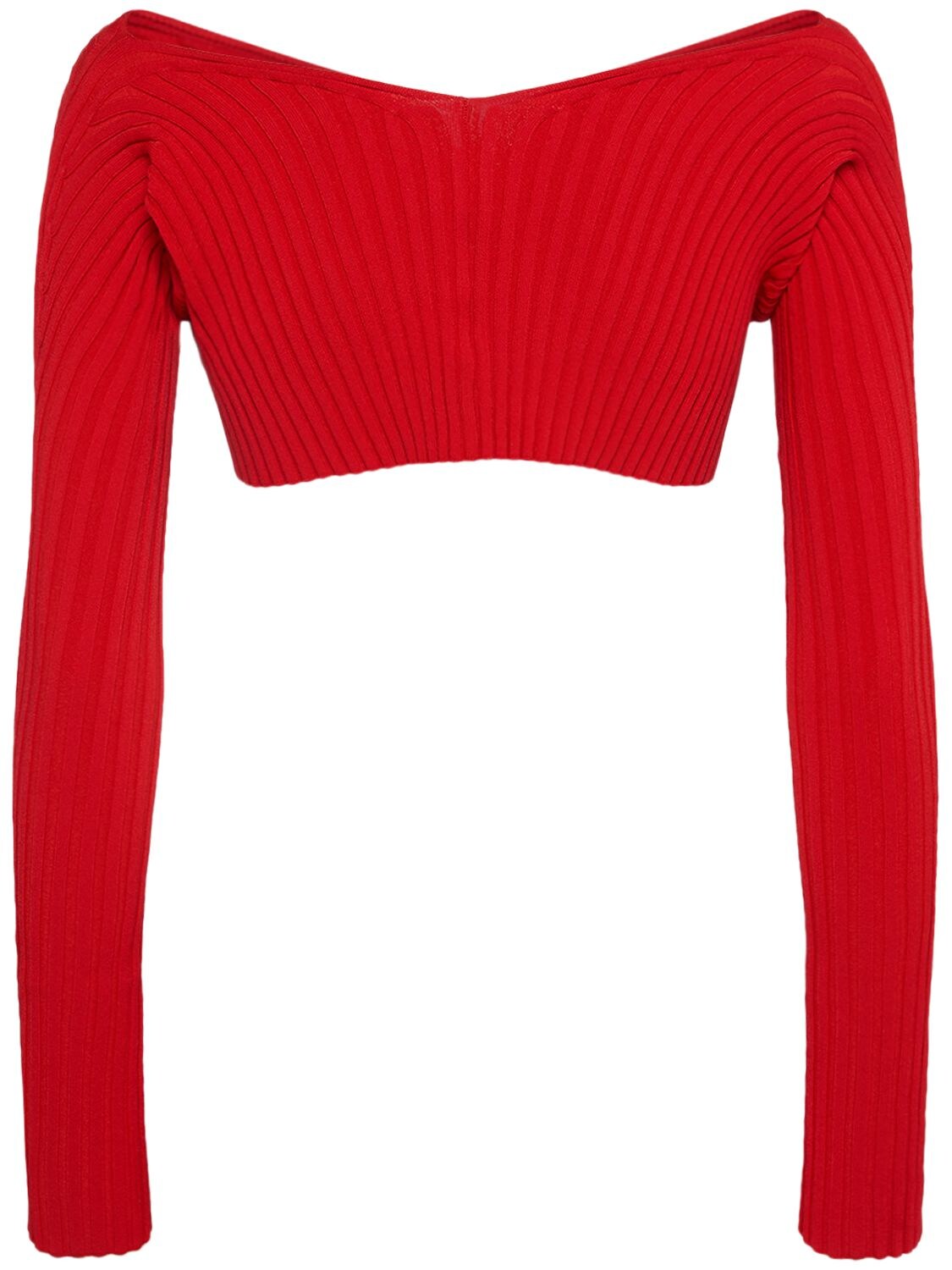 Shop Jacquemus La Maille Pralu Crop Cardigan W/ Logo In Red