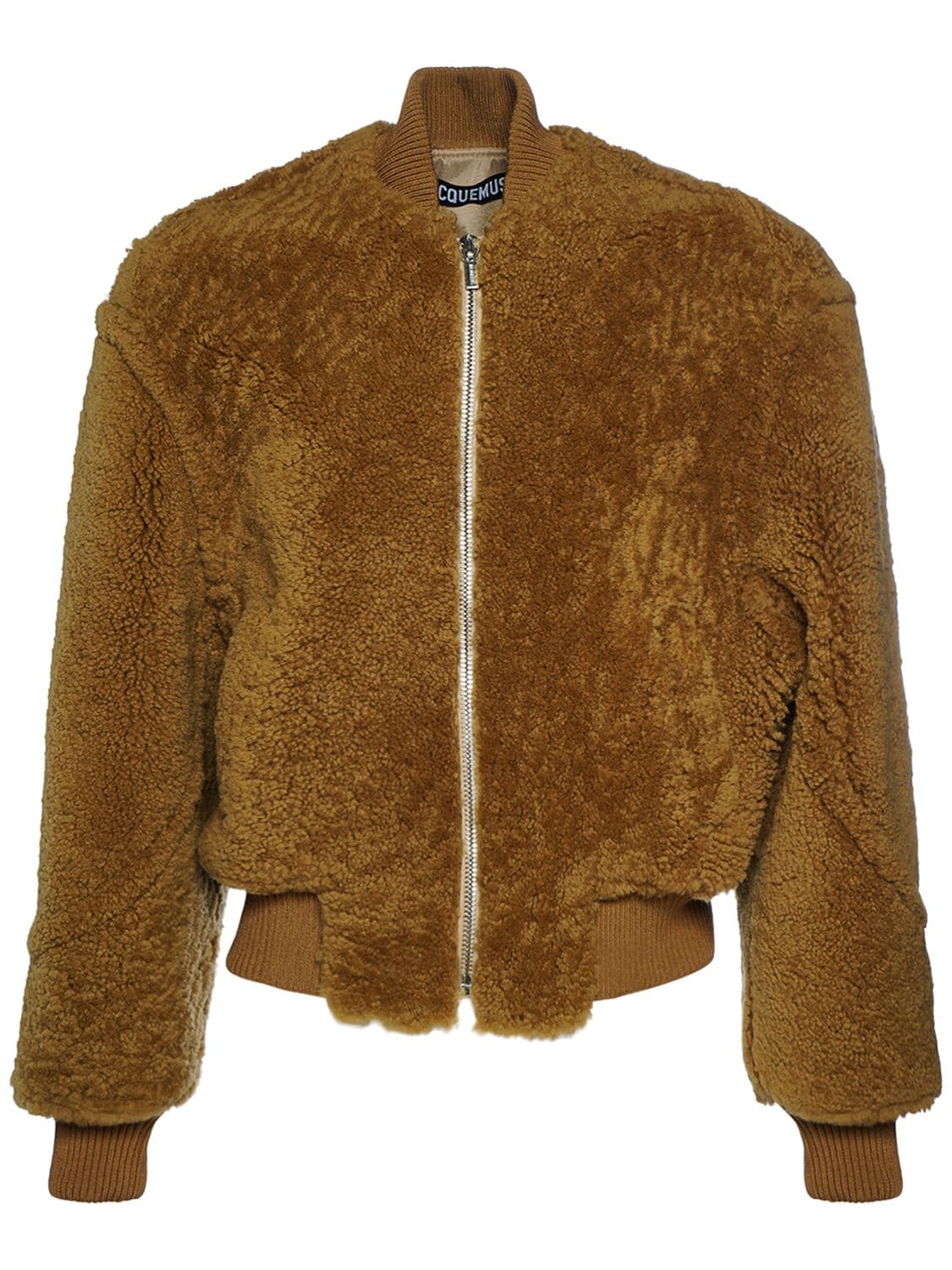 Shop Jacquemus Le Blouson Pilou Lamb Fur Jacket In Camel