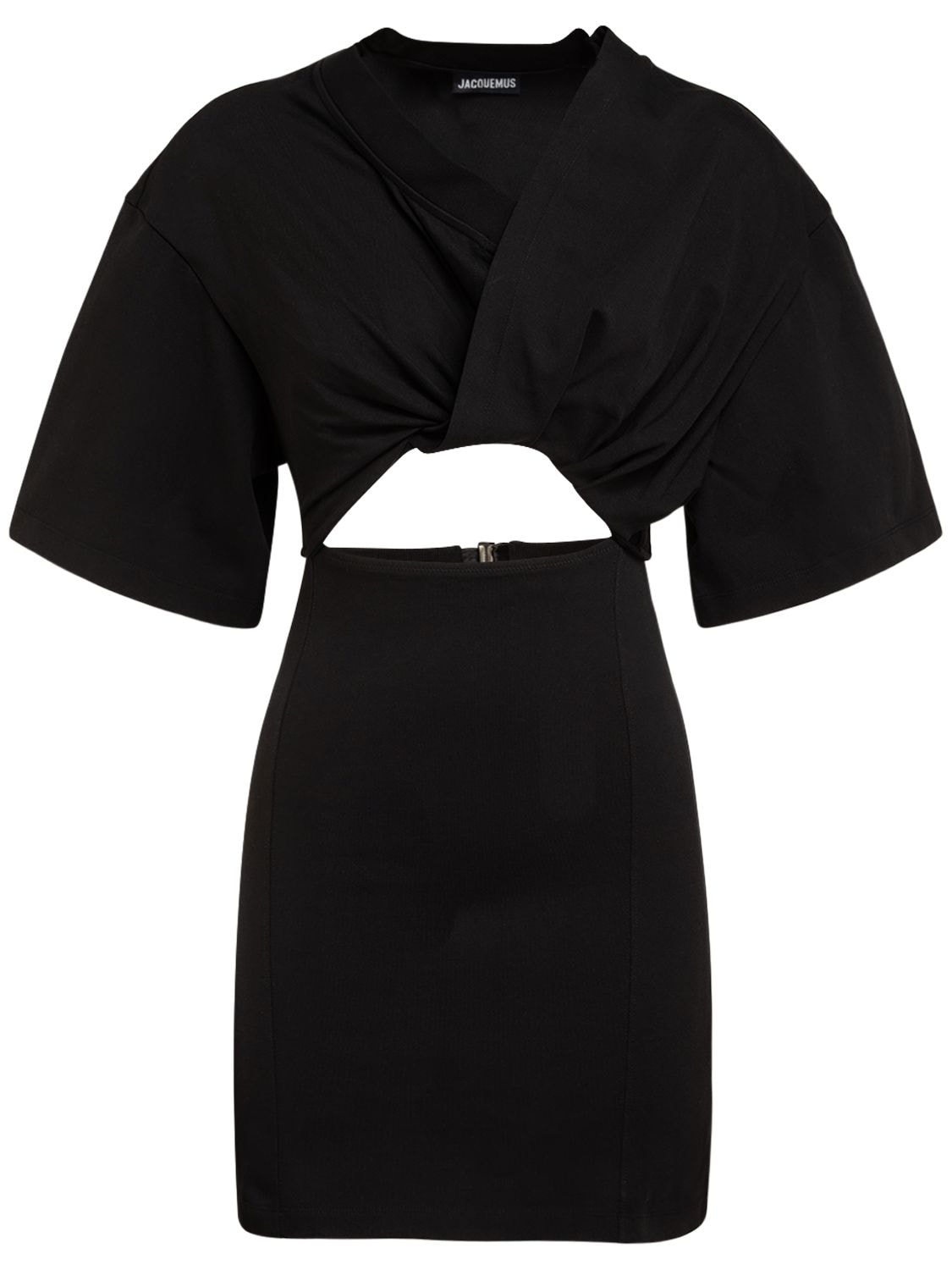 Shop Jacquemus La Robe Tshirt Bahia Cotton Mini Dress In Black