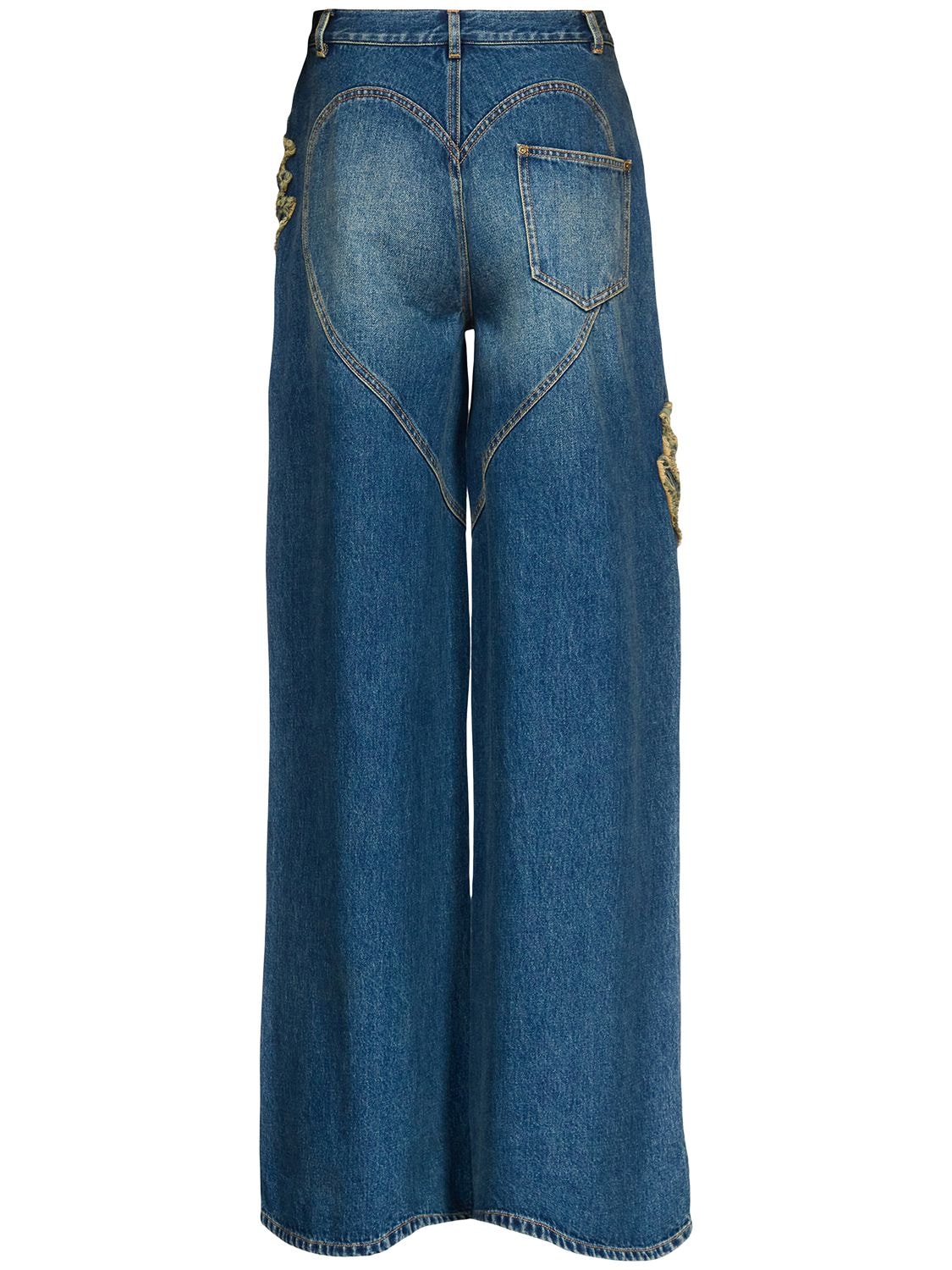 Shop Area Embellished Claw Cutout Relaxed Jeans In Blue