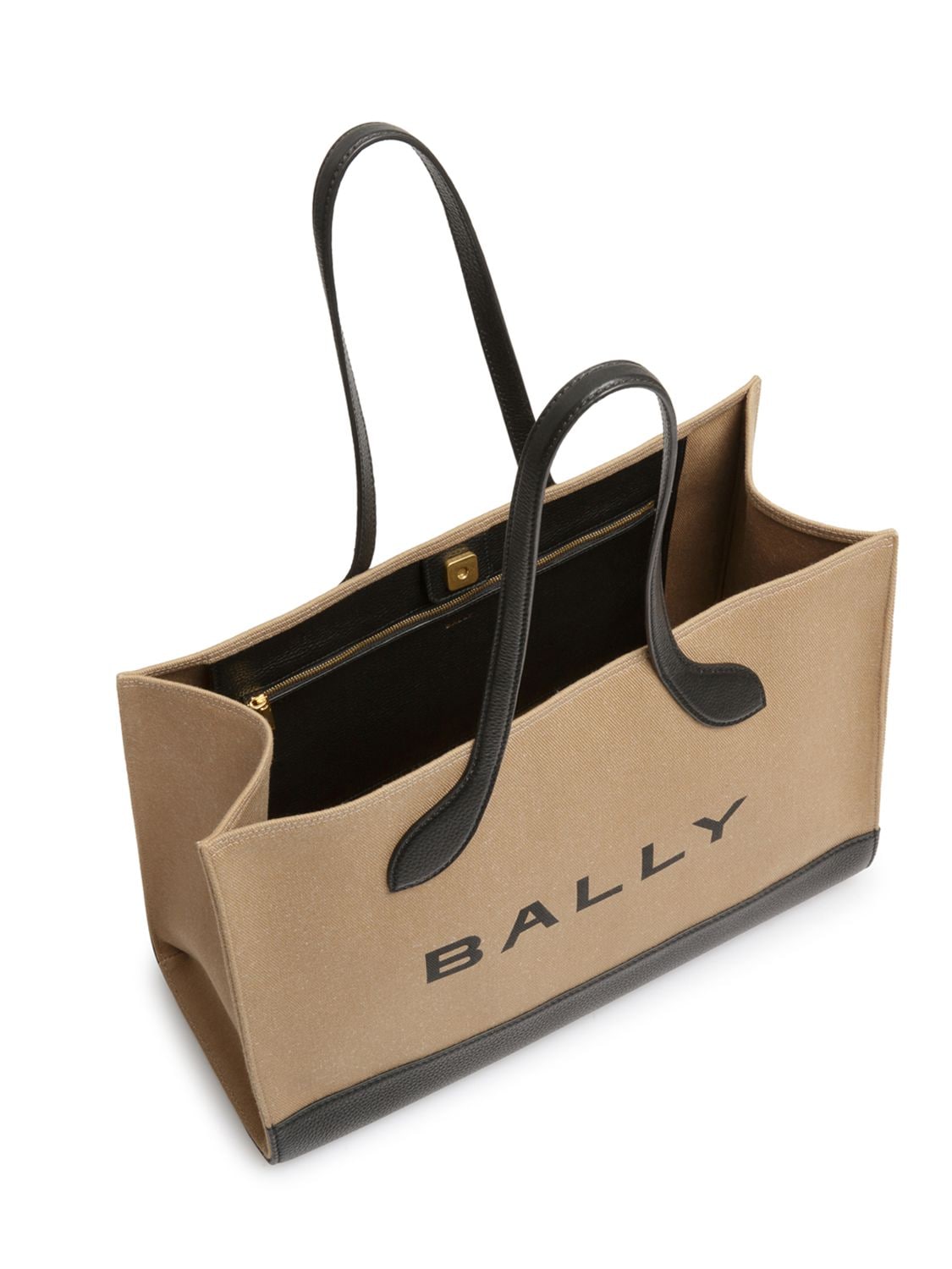 Shop Bally Ew Bar Keep On Organic Cotton Blend Bag In Sand,black