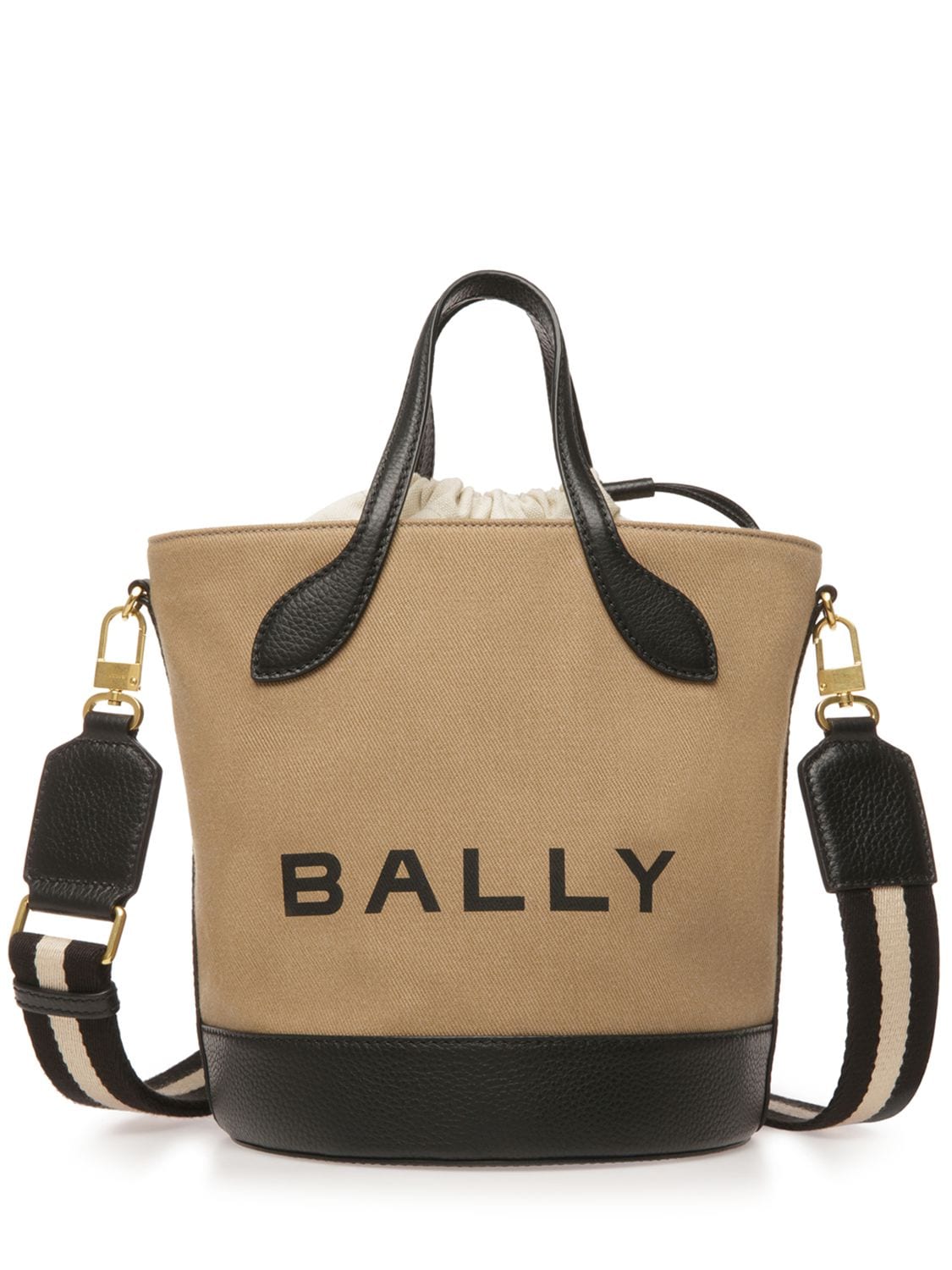 Shop Bally Bar 8 Hours Organic Cotton Bucket Bag In Sand,black