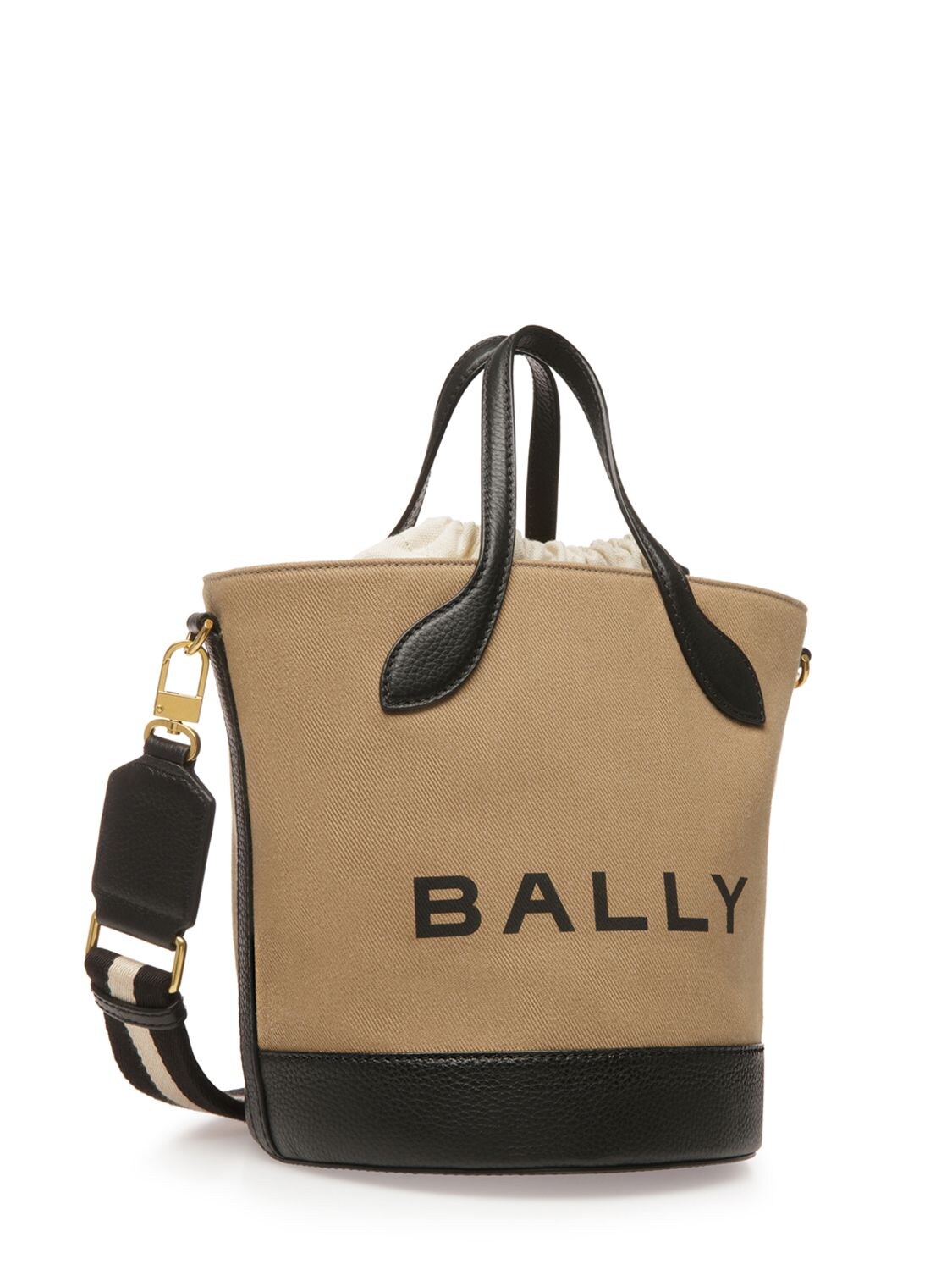 Shop Bally Bar 8 Hours Organic Cotton Bucket Bag In Sand,black