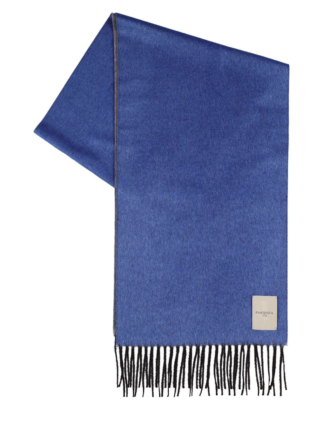 Piacenza Cashmere Mirror Silk & Cashmere Knit Scarf In Blue,grey