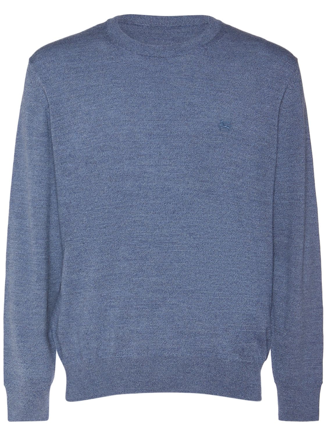 Shop Etro Roma Wool Crewneck Sweater In Light Blue
